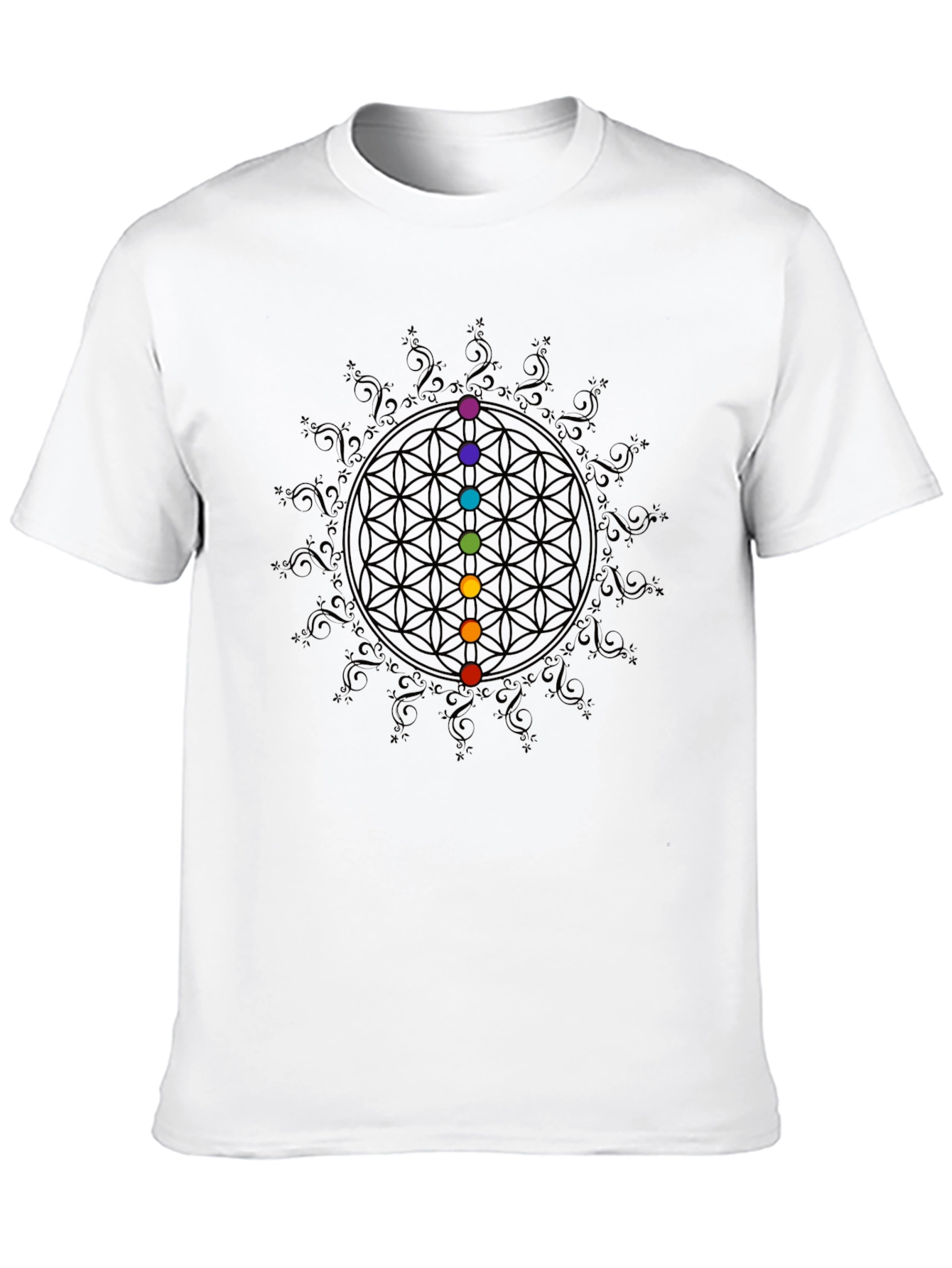 Black Chakra Flower of Life Graphic Tee - Black view 10