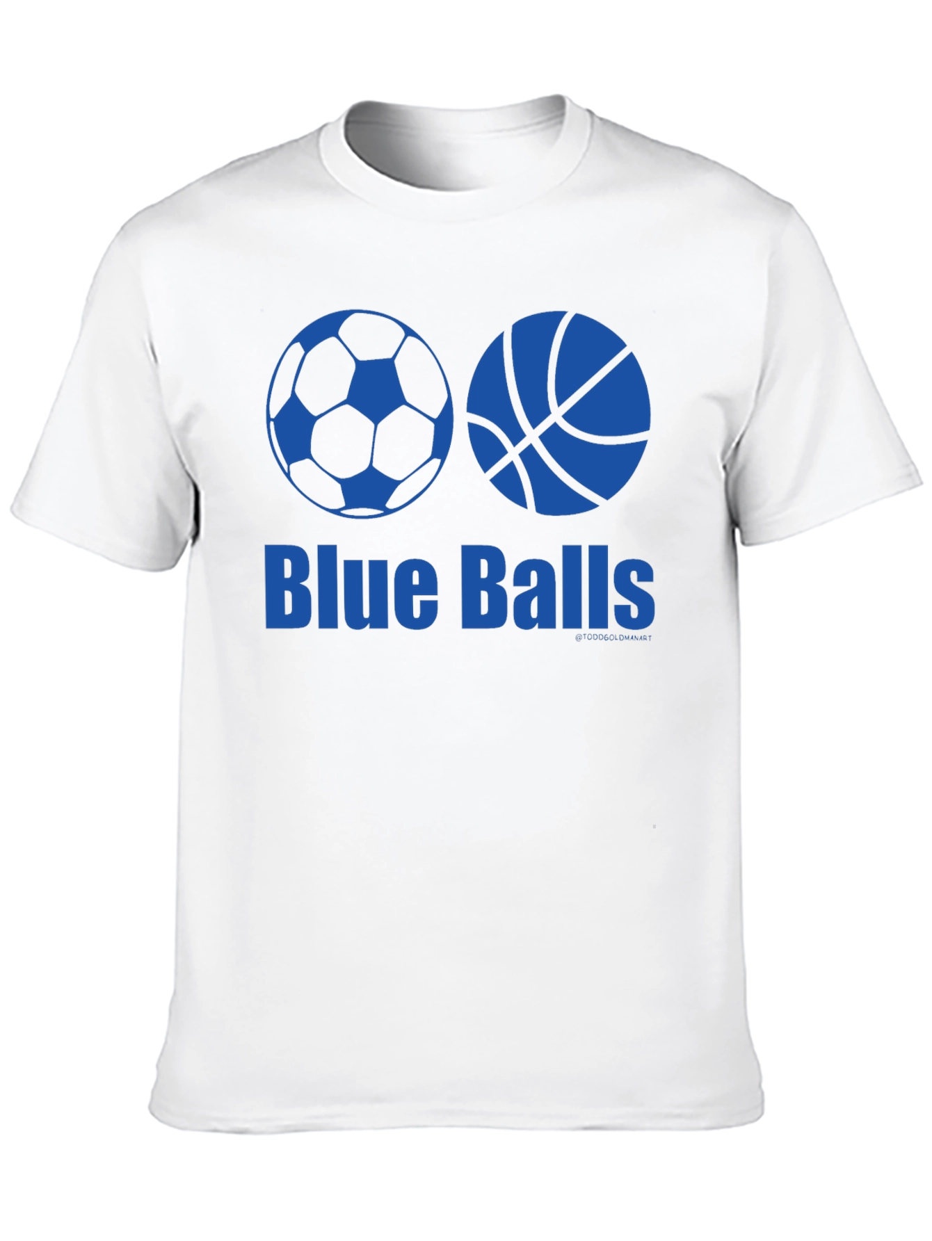 Black Blue Balls Graphic T-Shirt - Soccer & Basketball Design view 10