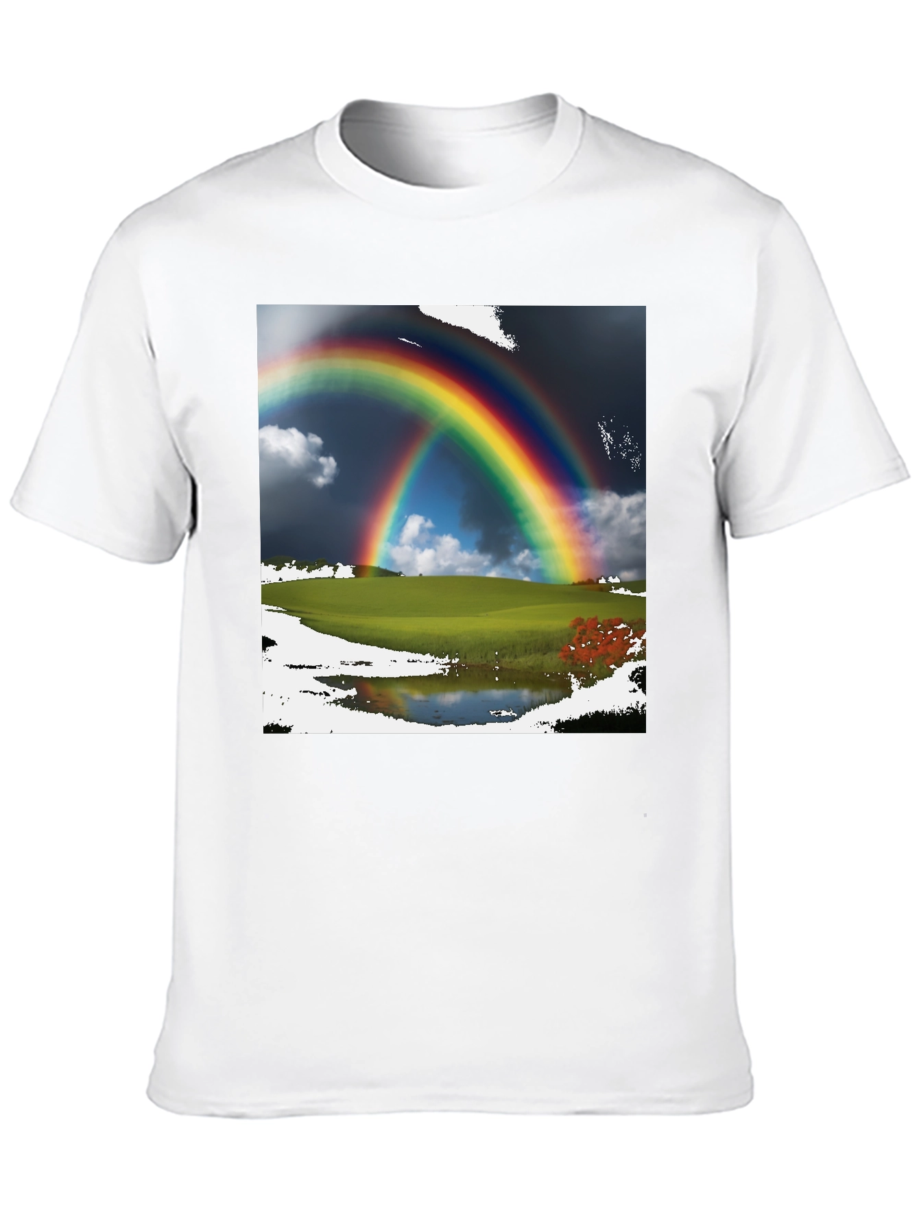 Black Rainbow Scene Black T-Shirt view 10
