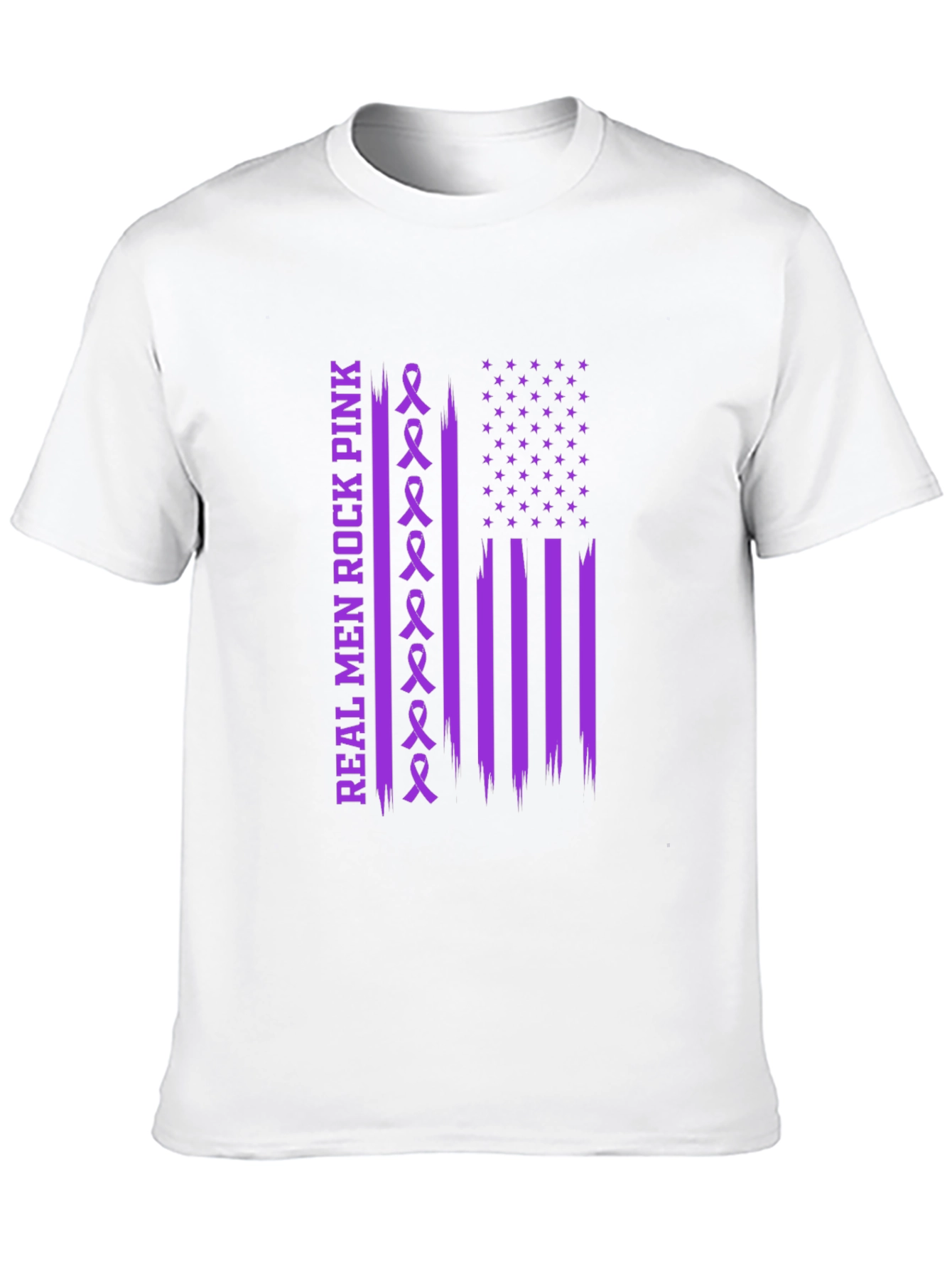 Black Real Men Rock Pink Awareness T-Shirt view 10