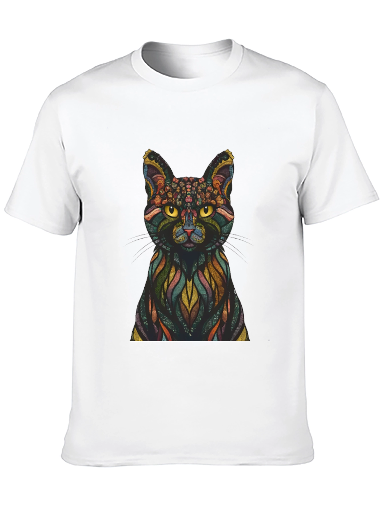 Black Abstract Cat Graphic Print T-Shirt view 10