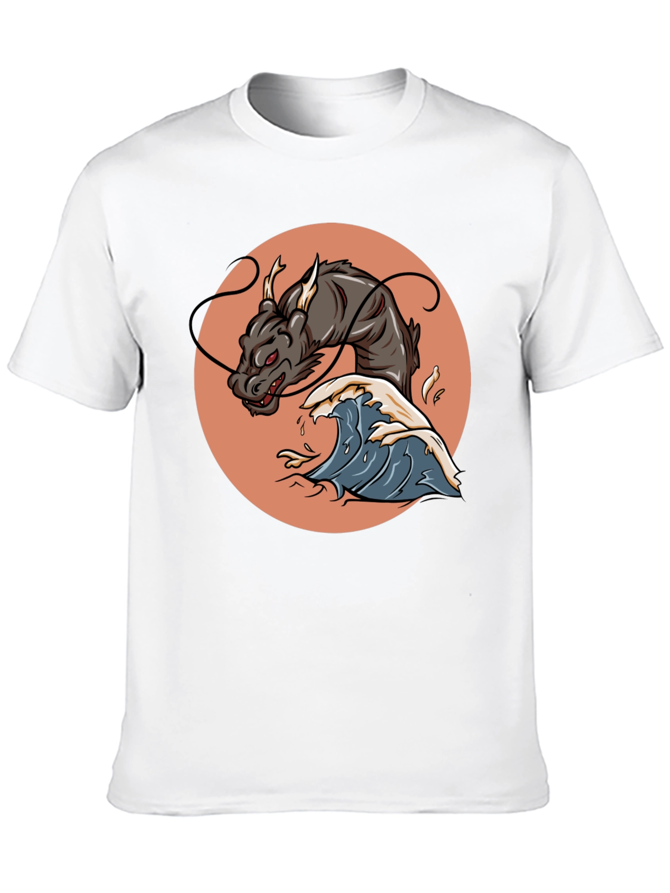 Black Dragon Wave Graphic Tee - Black Cotton Blend view 10