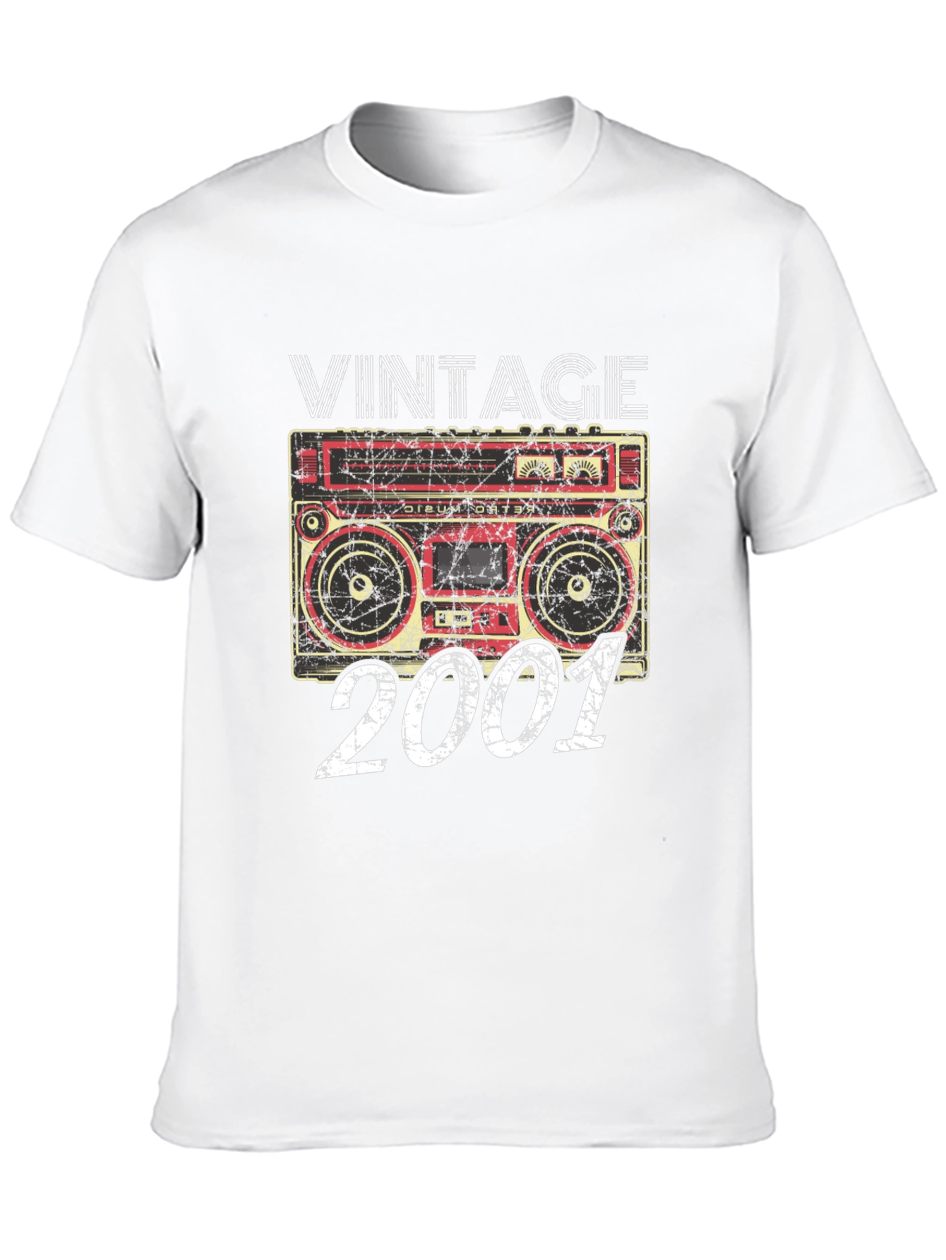 Black Vintage 2001 Boombox Graphic Tee - Birthday Gift view 10