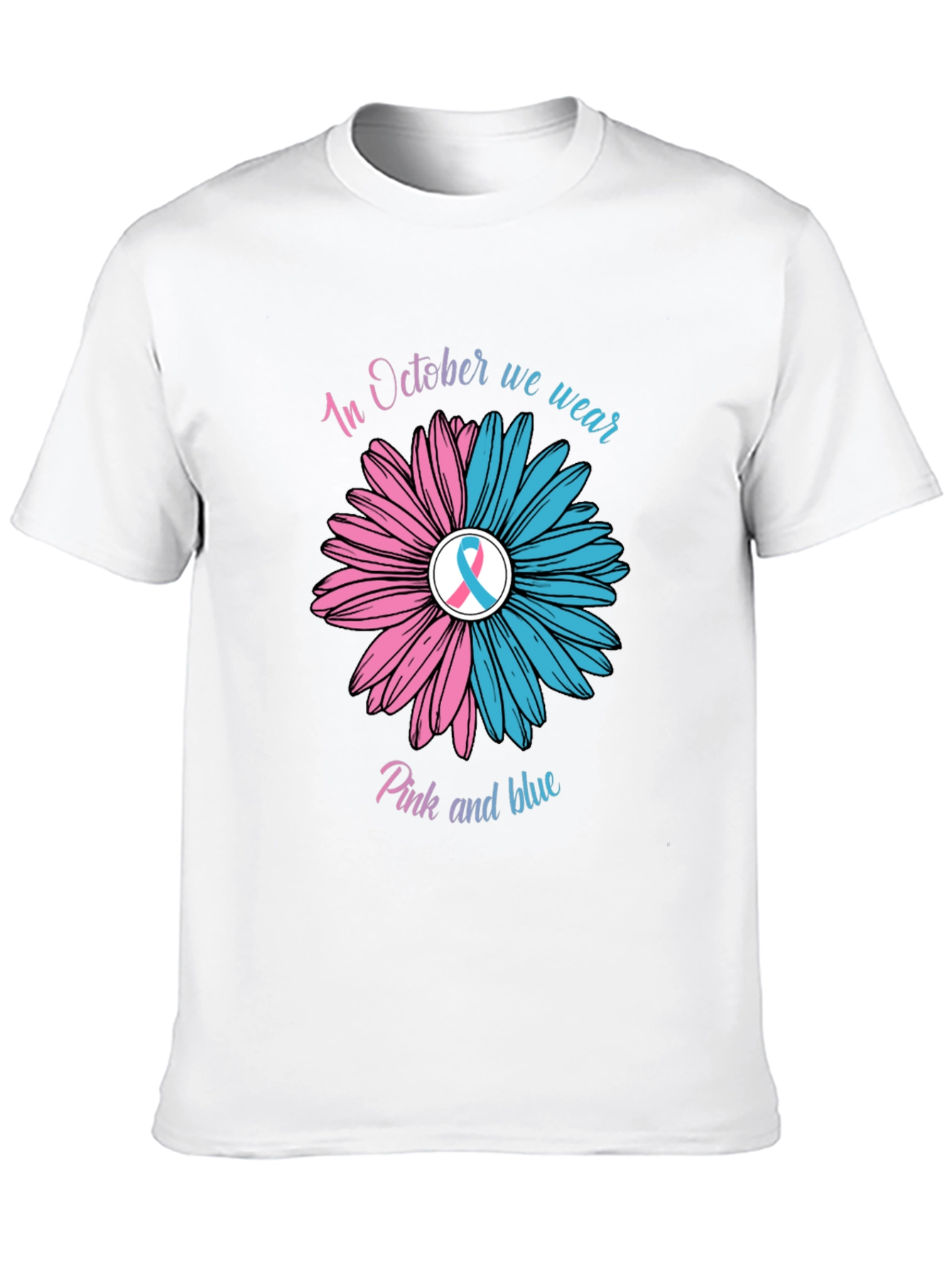 Black October Pink and Blue Awareness T-Shirt view 10