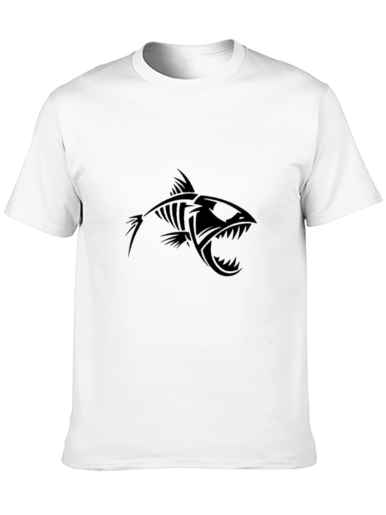 Black Edgy Fish Skeleton Graphic Black T-Shirt view 10