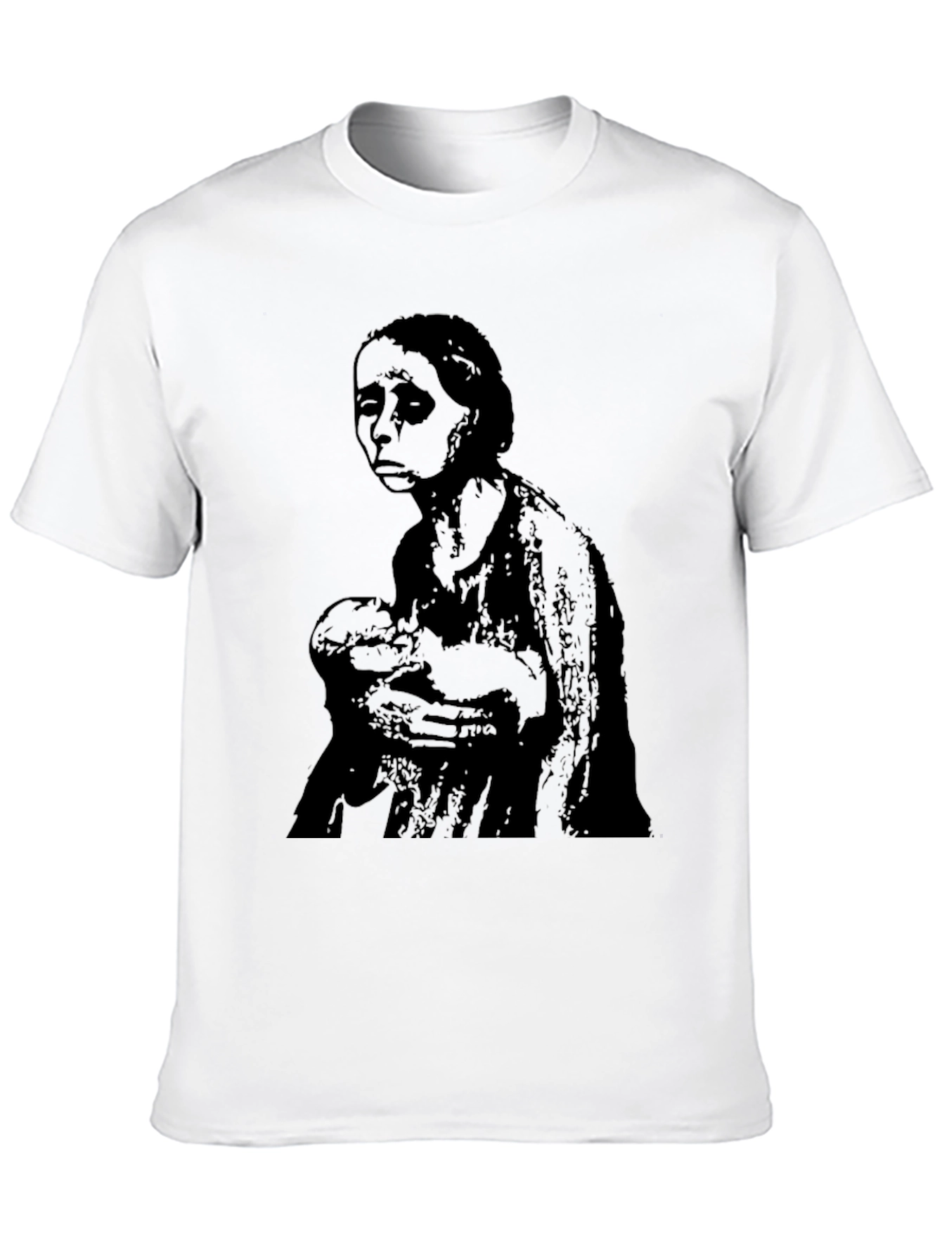 Black Distressed Mother & Child Graphic Tee - Black Cotton Comfort view 10