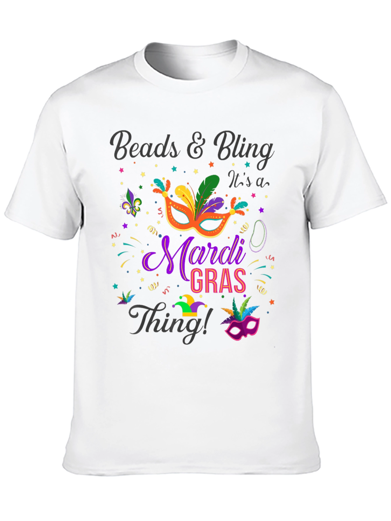 Mardi Gras Beads & Bling Graphic T-Shirt - 10