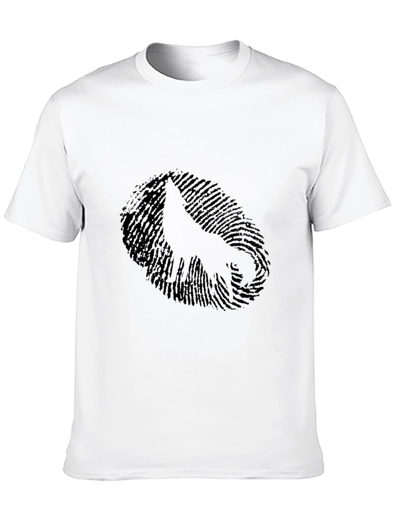 Black Fingerprint Wolf Graphic Black Tee view 10