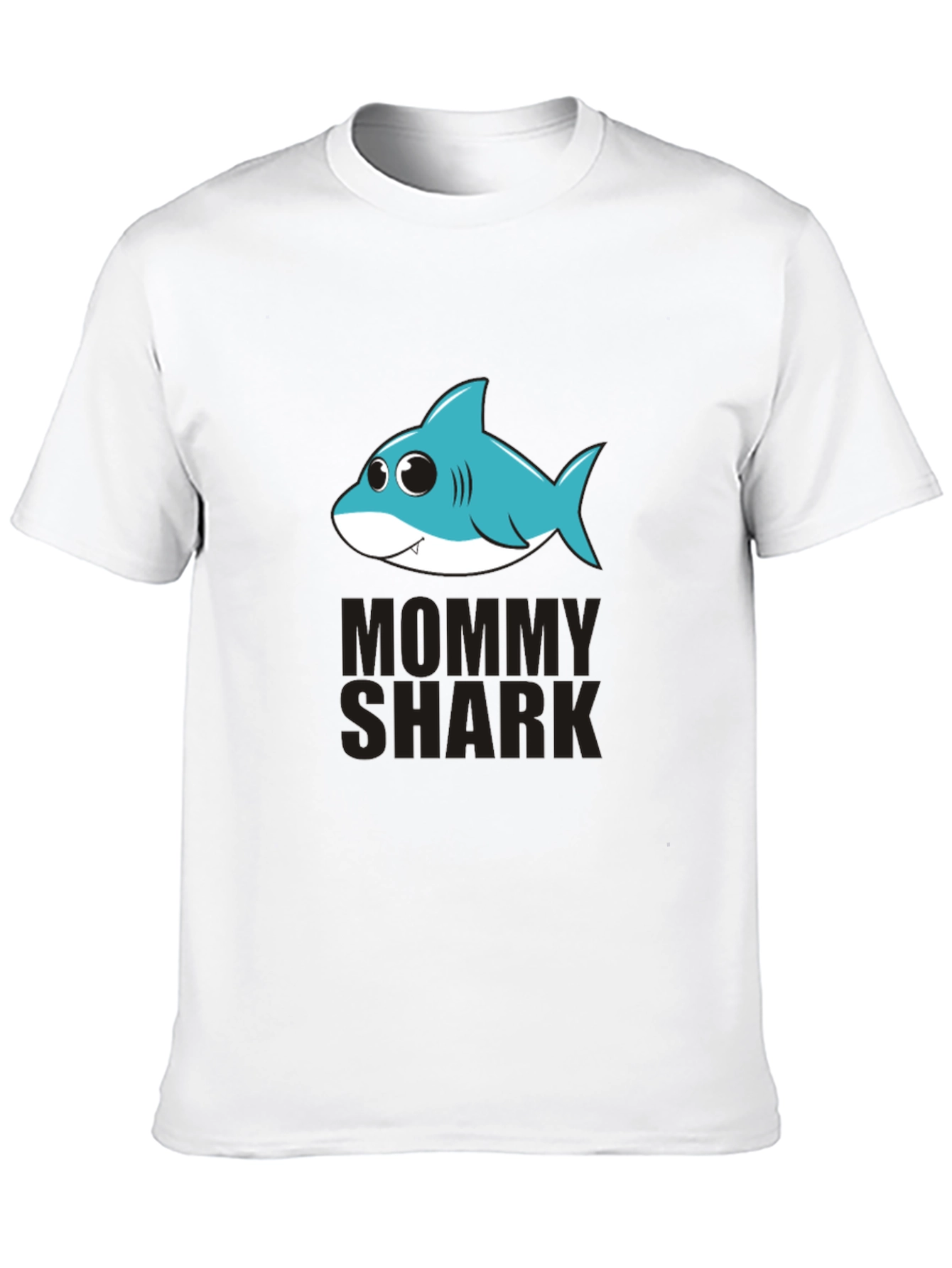 Black Mommy Shark Graphic Tee - Black Cotton T-Shirt view 10