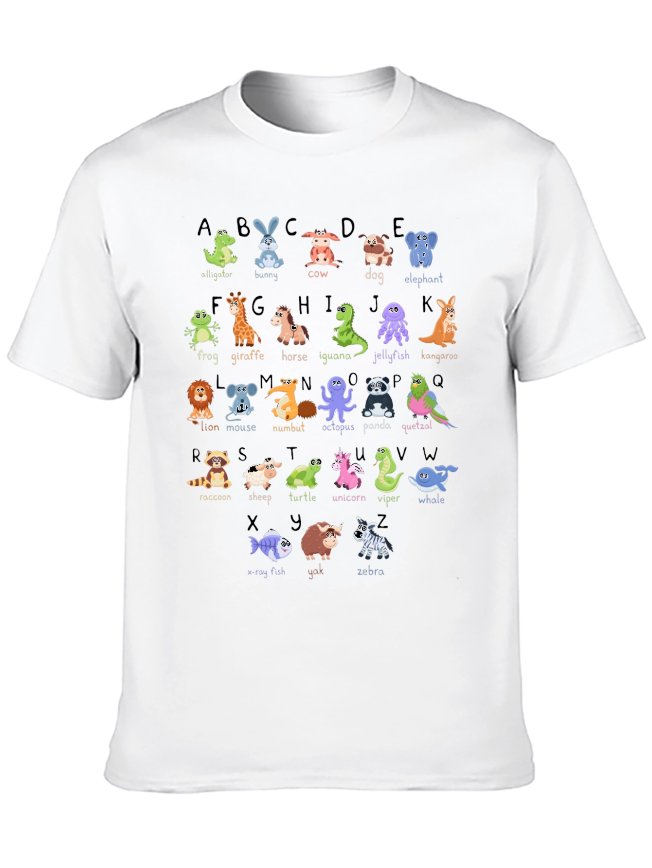Black Animal Alphabet T-Shirt - Fun Educational Design view 10