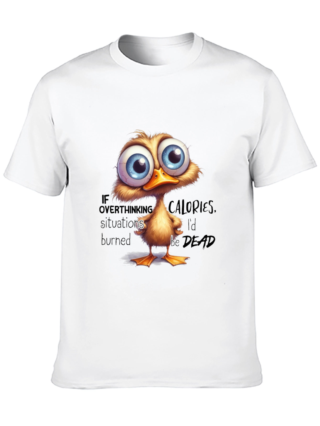 Black Funny Duck T-Shirt: If Overthinking Burned Calories view 10