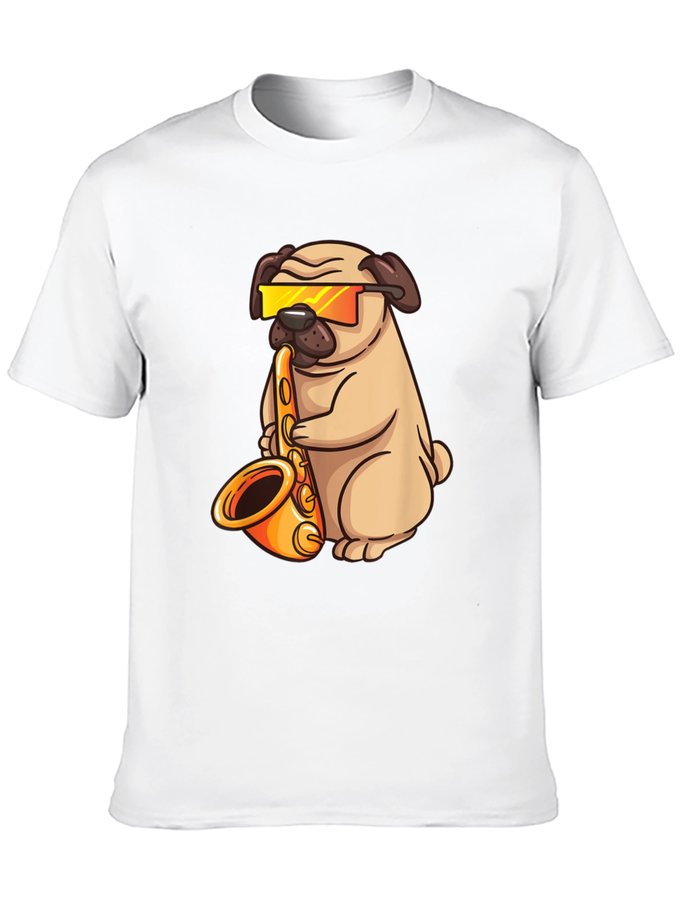 Black Saxophone Pug T-Shirt - Cool Dog Graphic Tee view 10