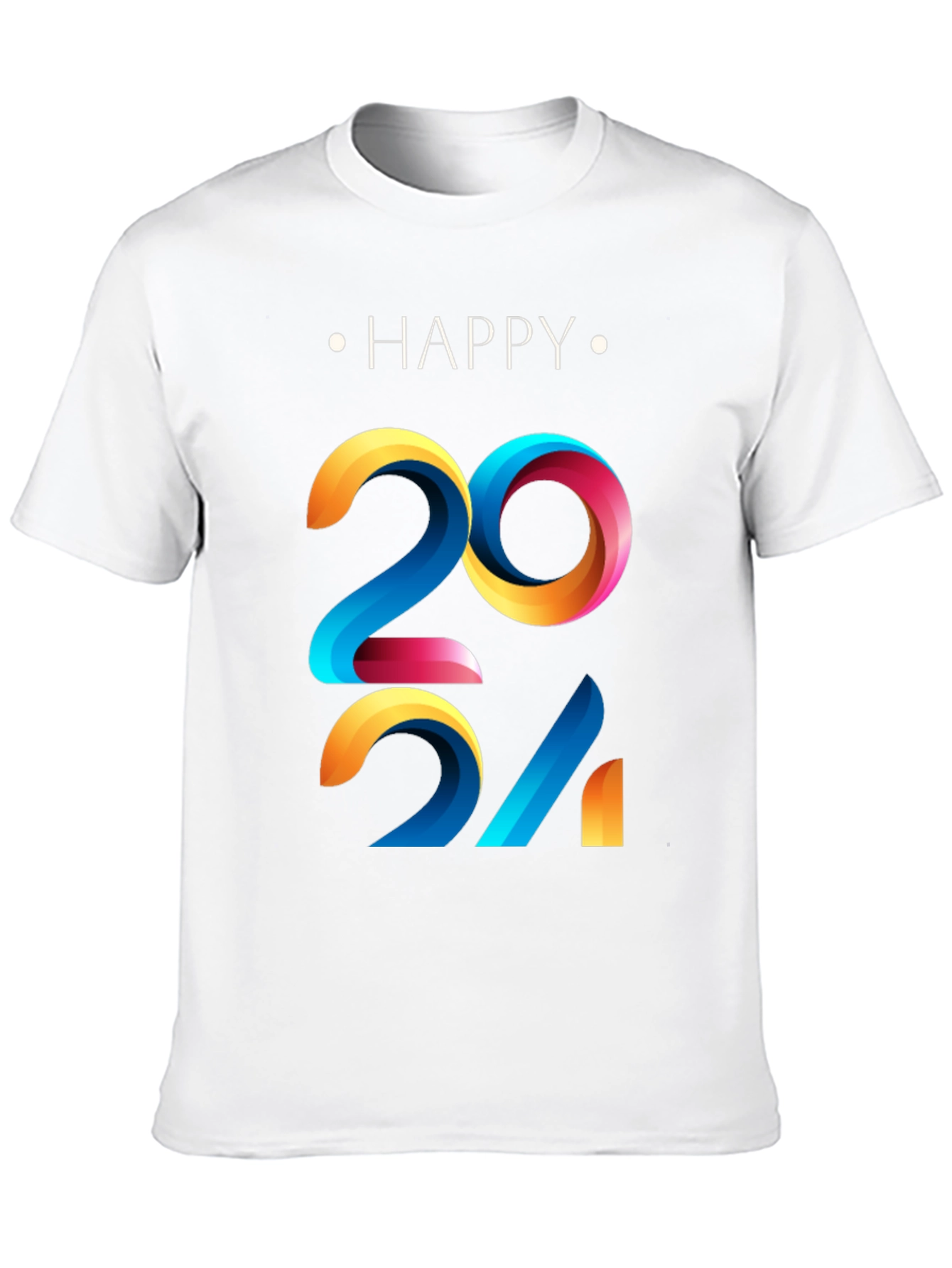Black Happy 2024 Graphic Print Black T-Shirt view 10