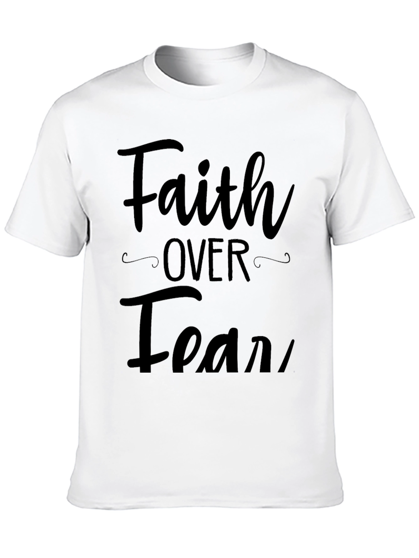 Black Faith Over Fear Graphic T-Shirt, Mens Casual Top view 10