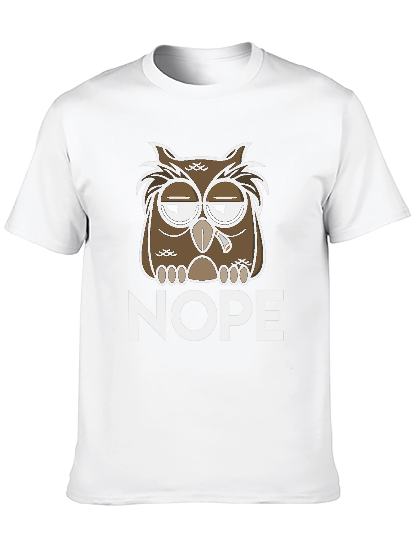 Black Nope Owl Graphic Tee - Funny Casual T-Shirt view 10