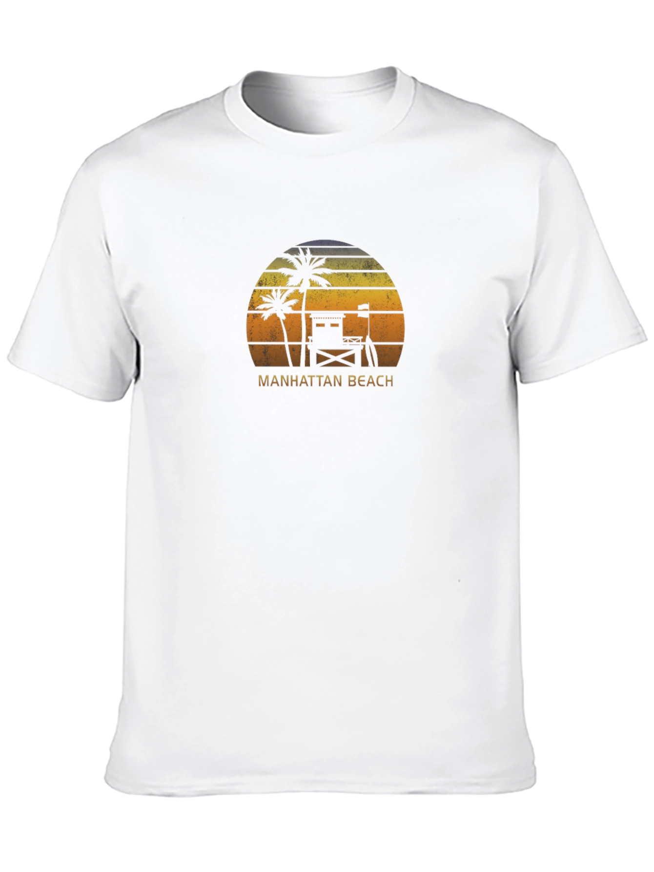 Black Manhattan Beach Retro Sunset Black T-Shirt view 10