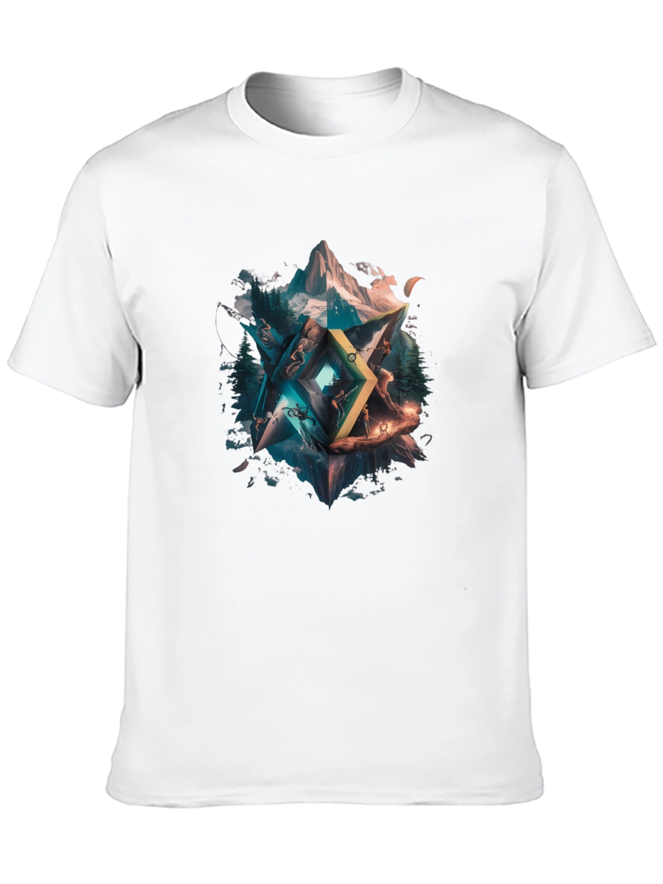 Black Geometric Nature T-Shirt - Unisex Design view 10