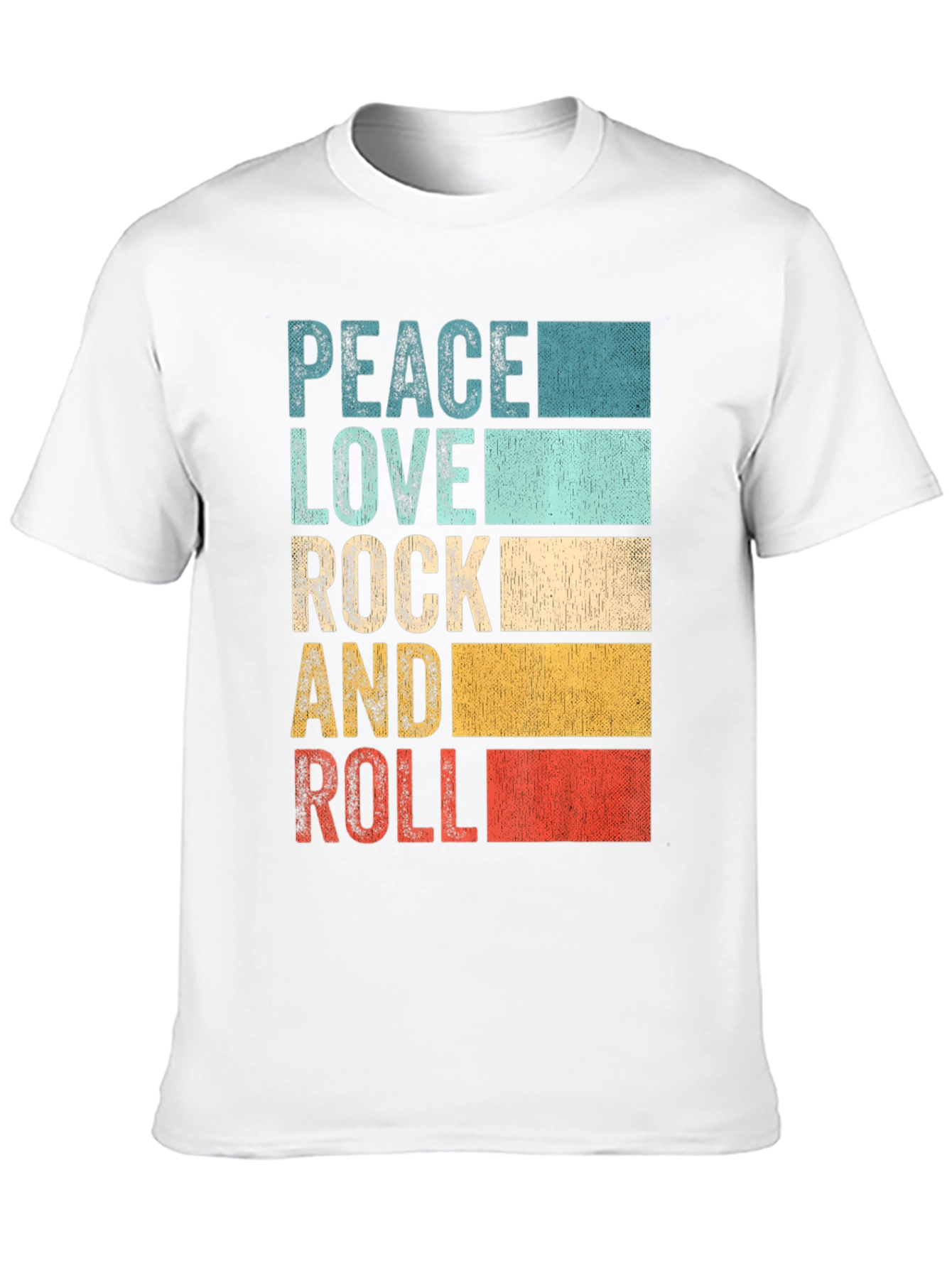 Black Retro Peace Love Rock & Roll Graphic T-Shirt view 10