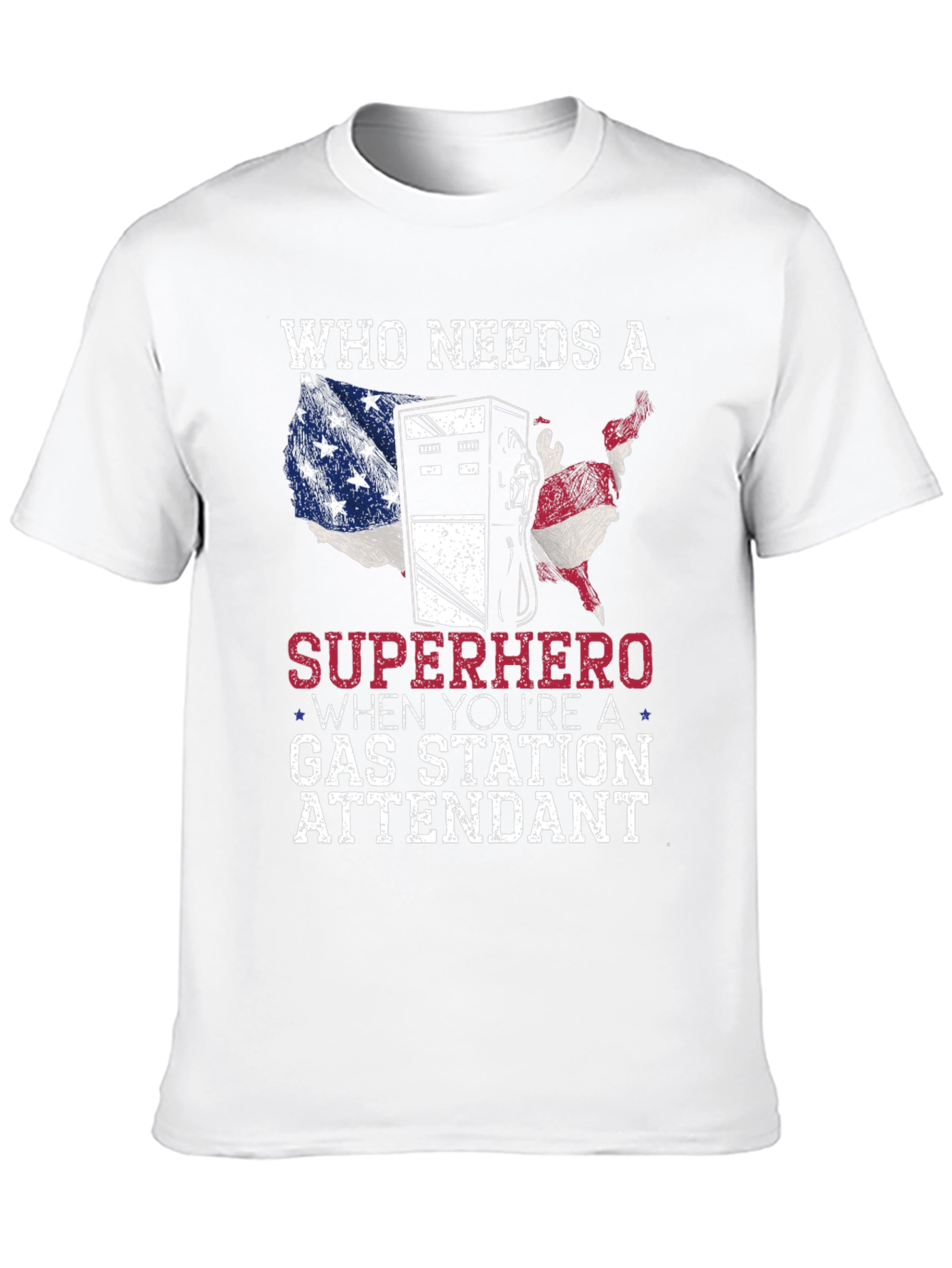 Black Gas Station Attendant Superhero Graphic T-Shirt view 10