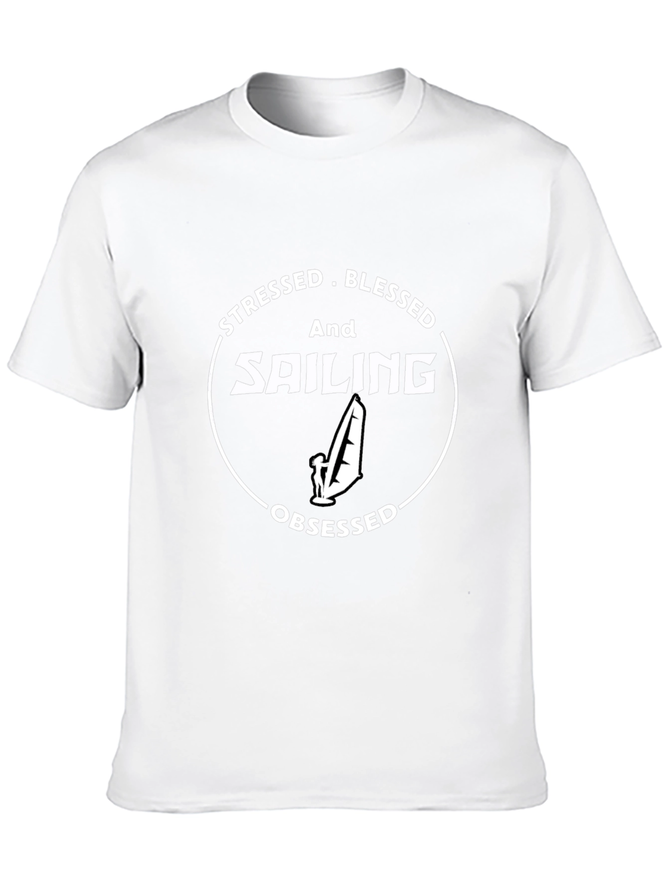 Black Stressed Blessed Sailing Obsessed Black T-Shirt view 10