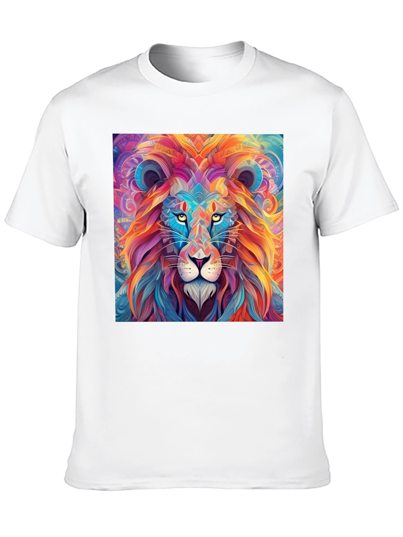 Black Vibrant Lion Graphic Print Black T-Shirt view 10