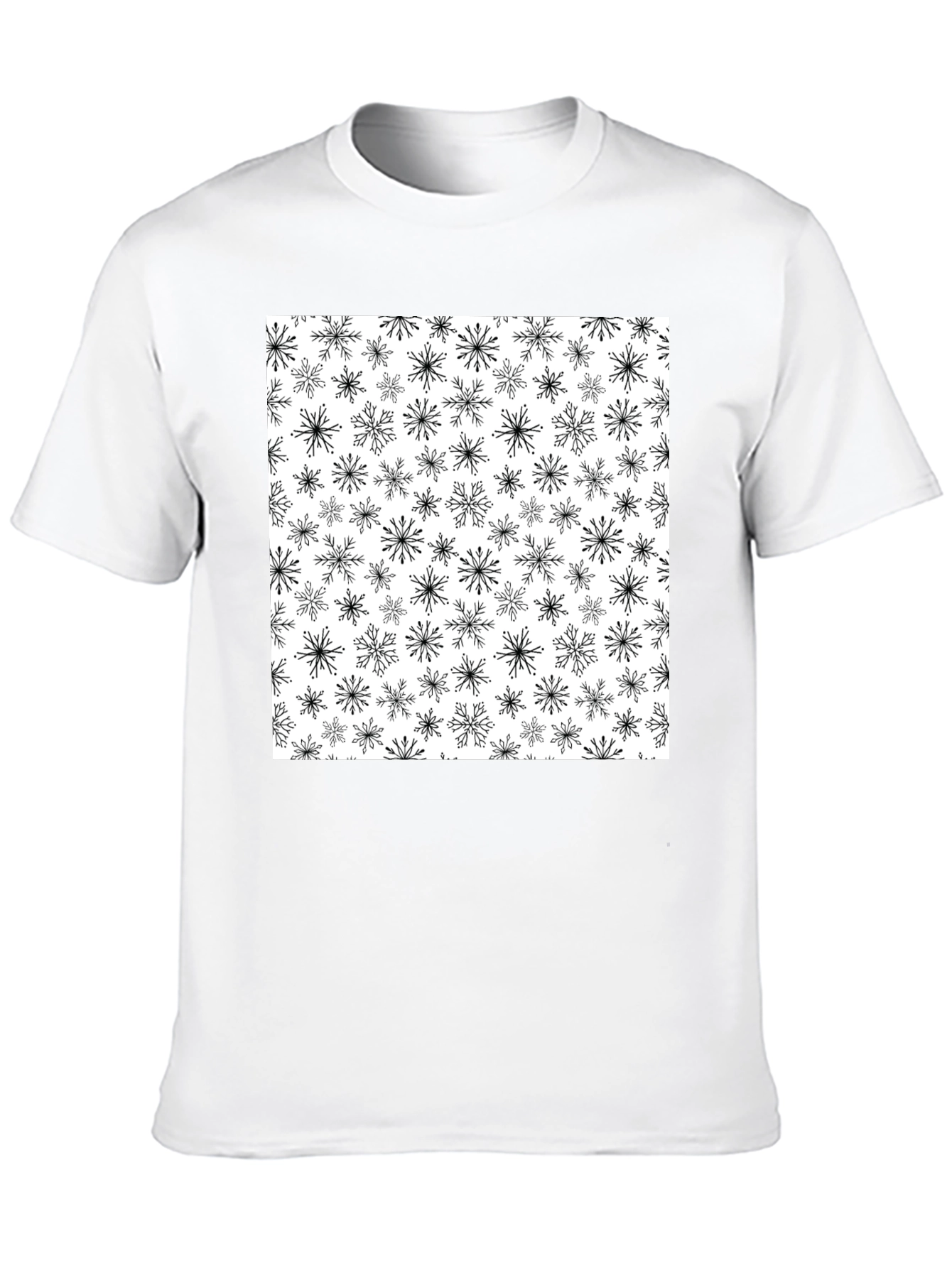 Snowflake Pattern Black T-Shirt - 10