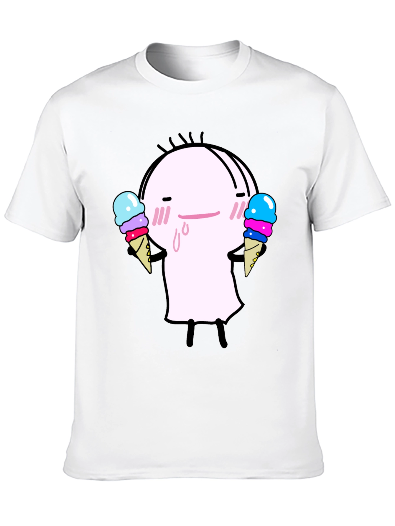 Black Cute Ice Cream Character Black T-Shirt view 10