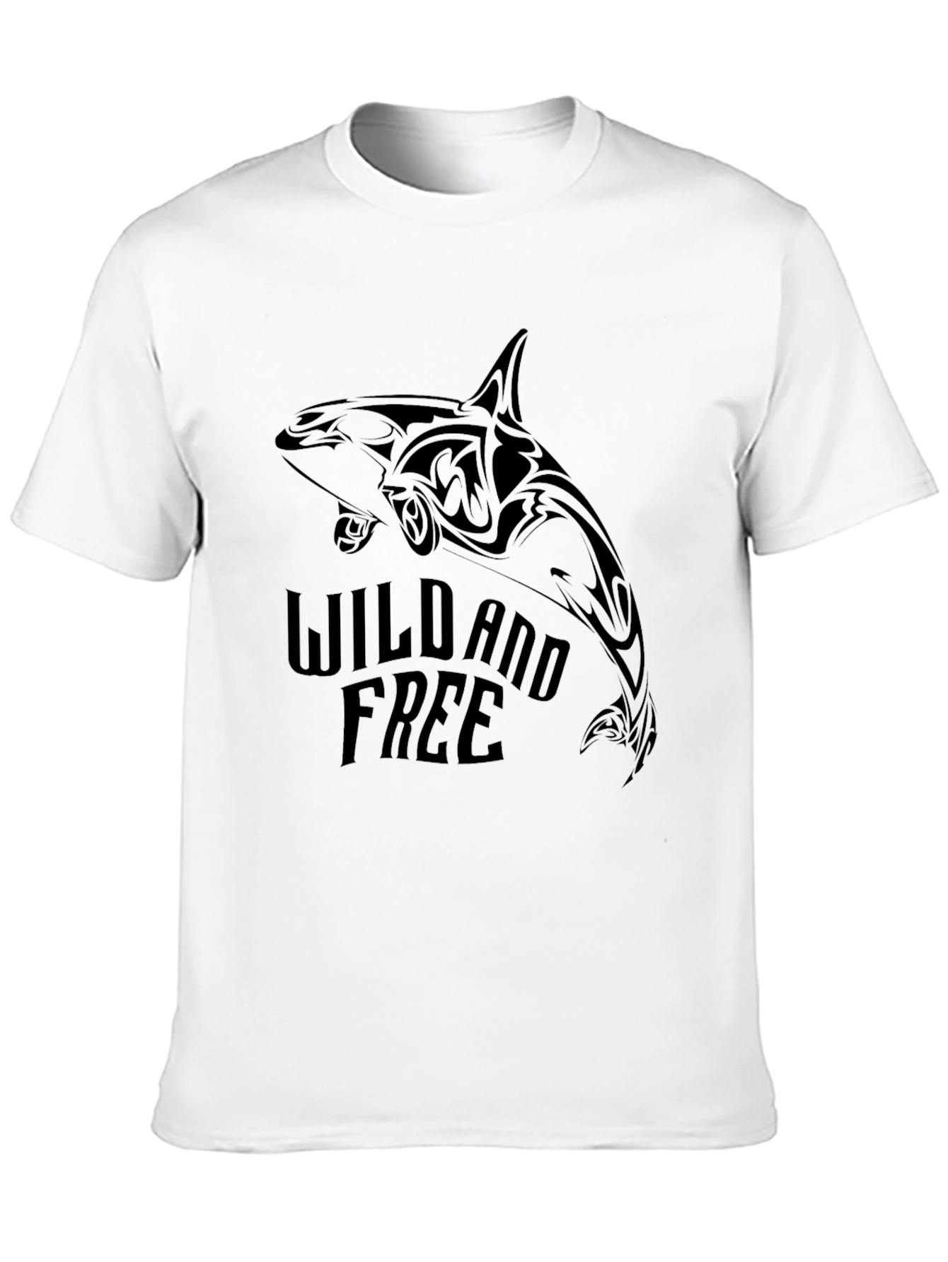 Black Wild and Free Orca Graphic Tee - Black Cotton T-Shirt view 10