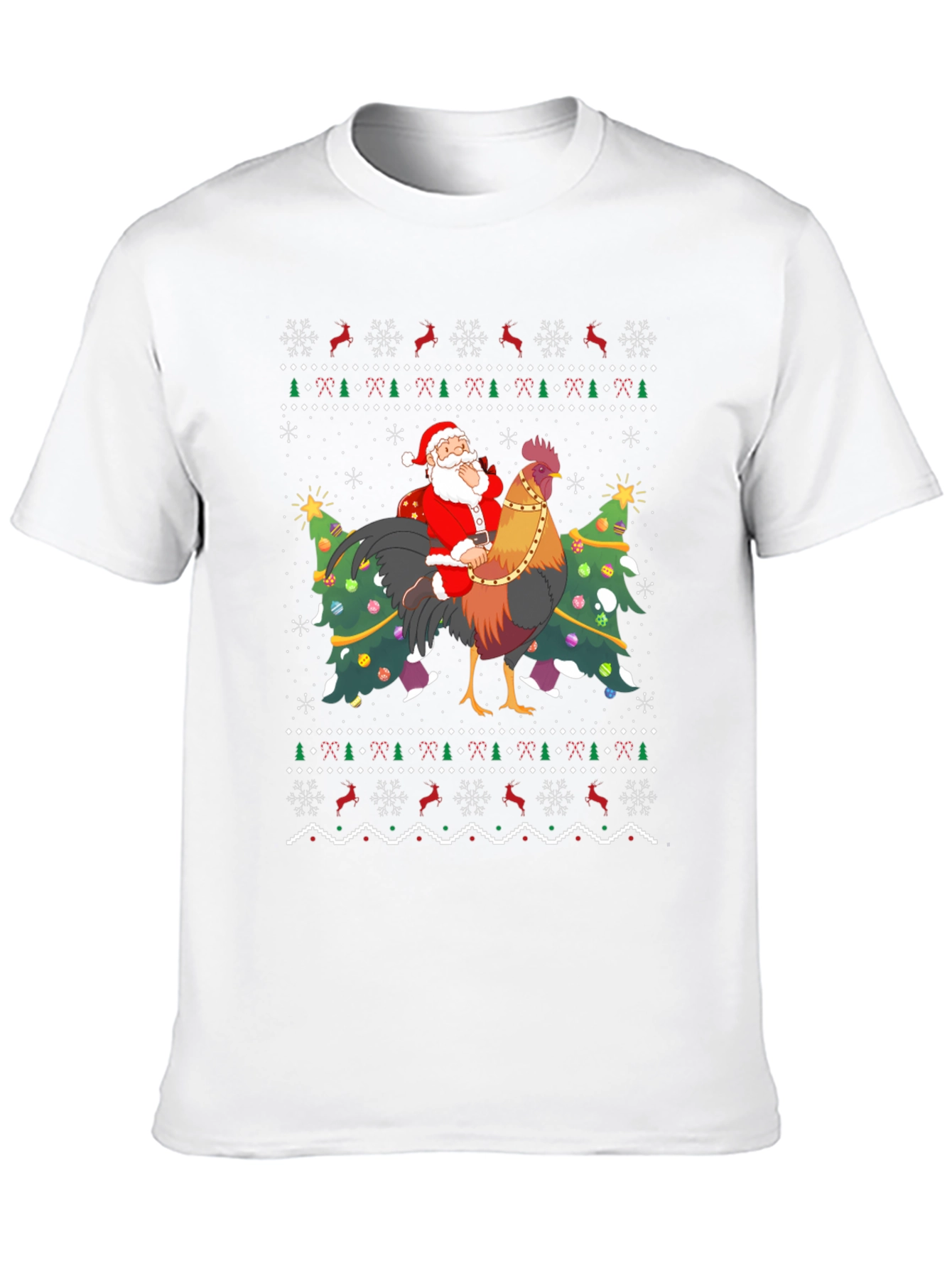 Santa Riding Rooster Ugly Christmas T-Shirt - 10