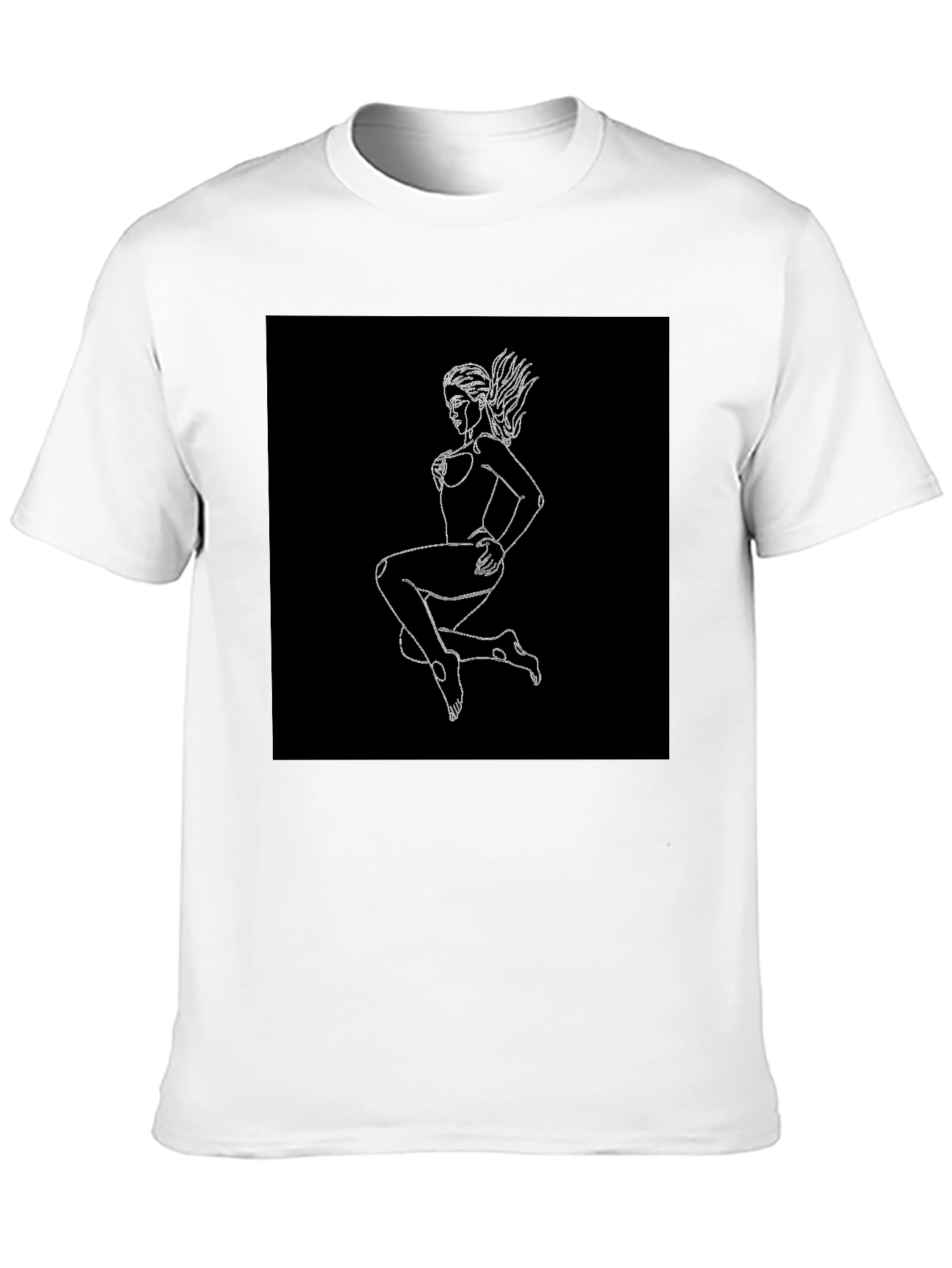 Black Black T-Shirt with Graphic Print - Woman Outline view 10