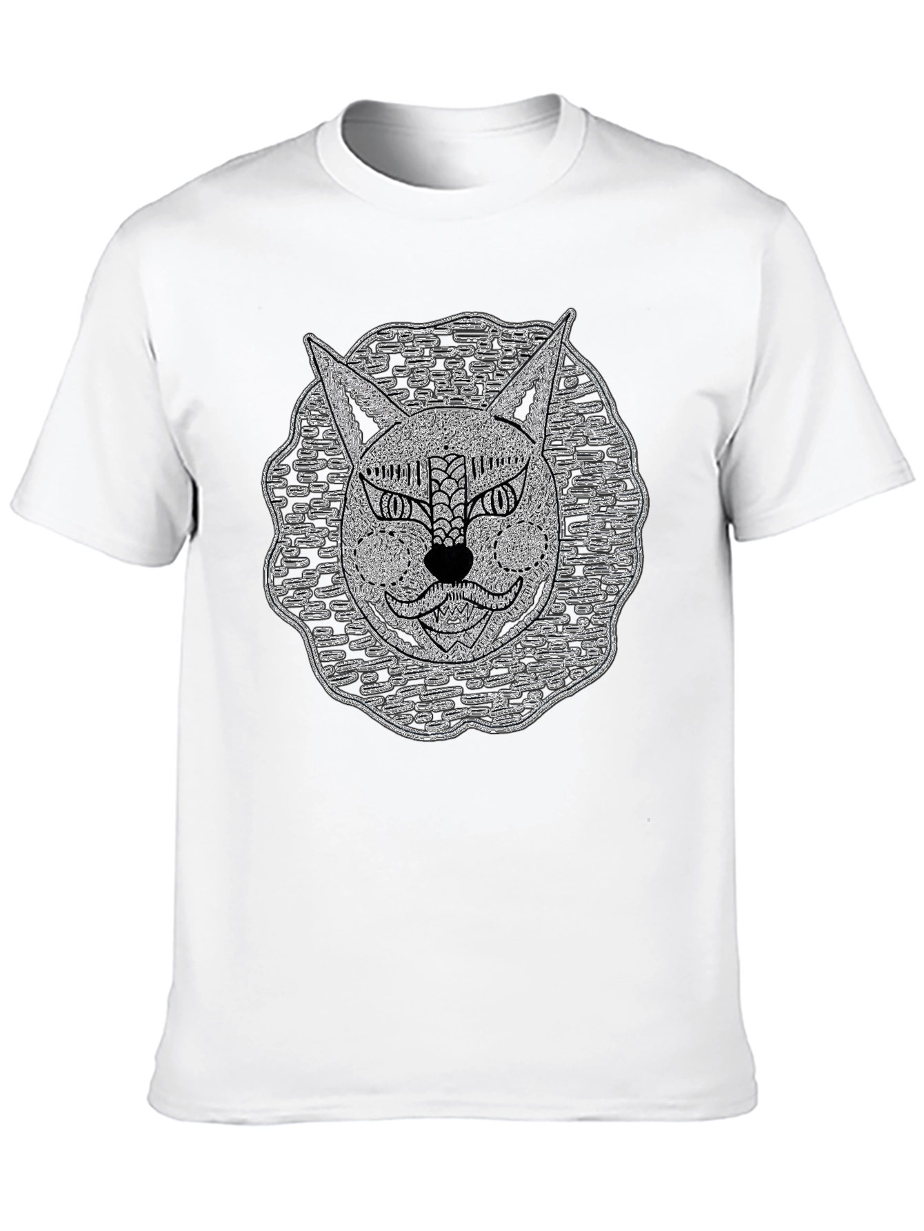 Black Abstract Cat Face Black T-Shirt view 10