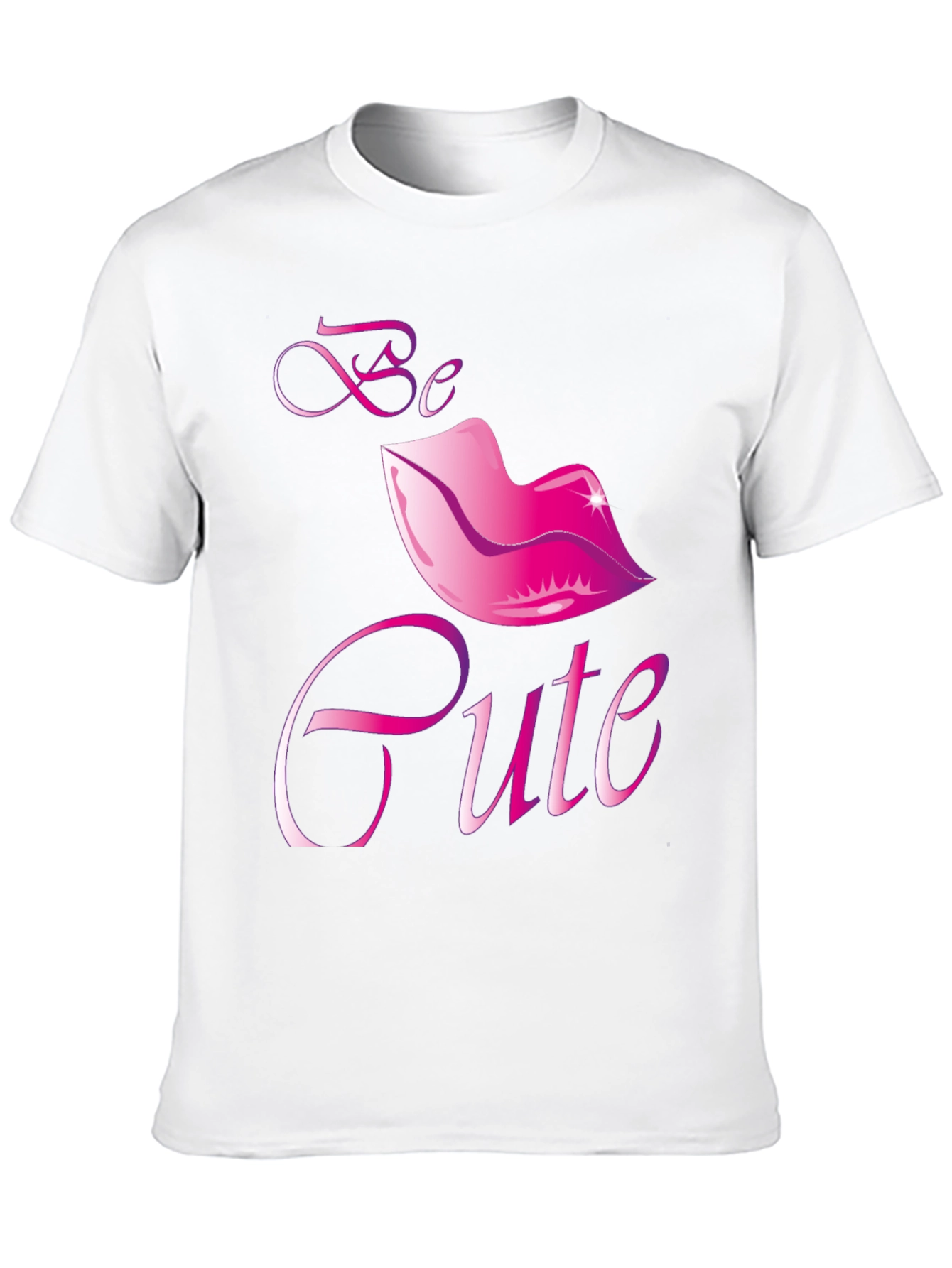 Black Be Cute Lips Graphic Black T-Shirt view 10