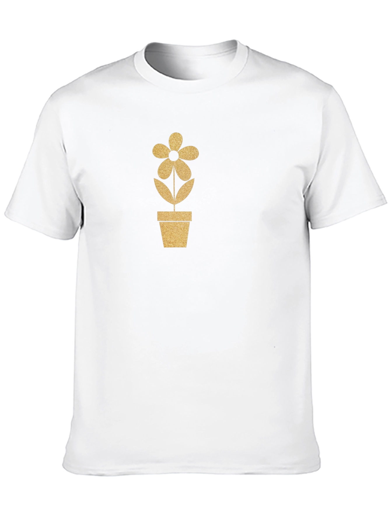 Black Golden Flower Pot Graphic Tee - Black Cotton Blend view 10