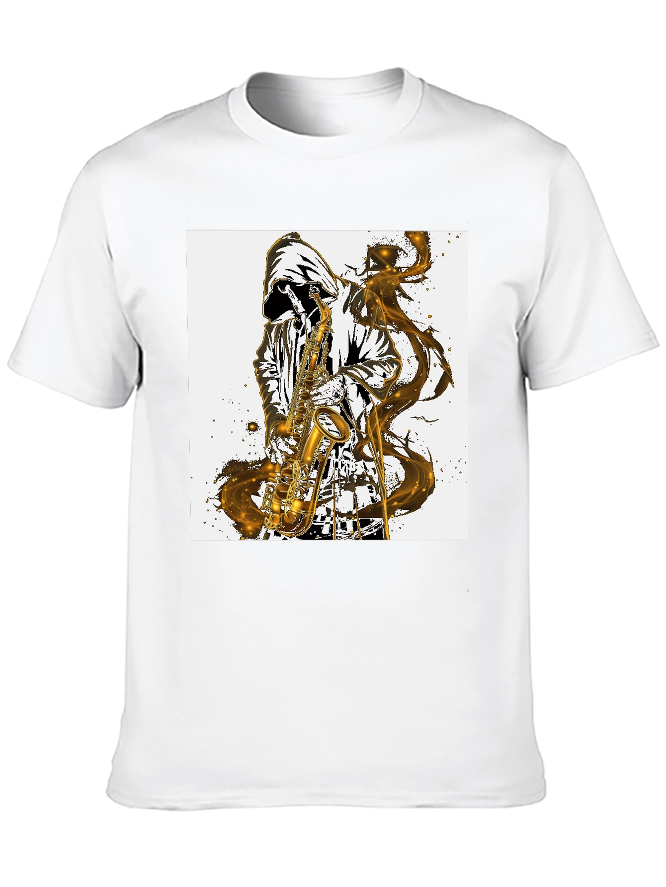 Black Saxophone Player Graphic T-Shirt - Cool Musician Tee view 10
