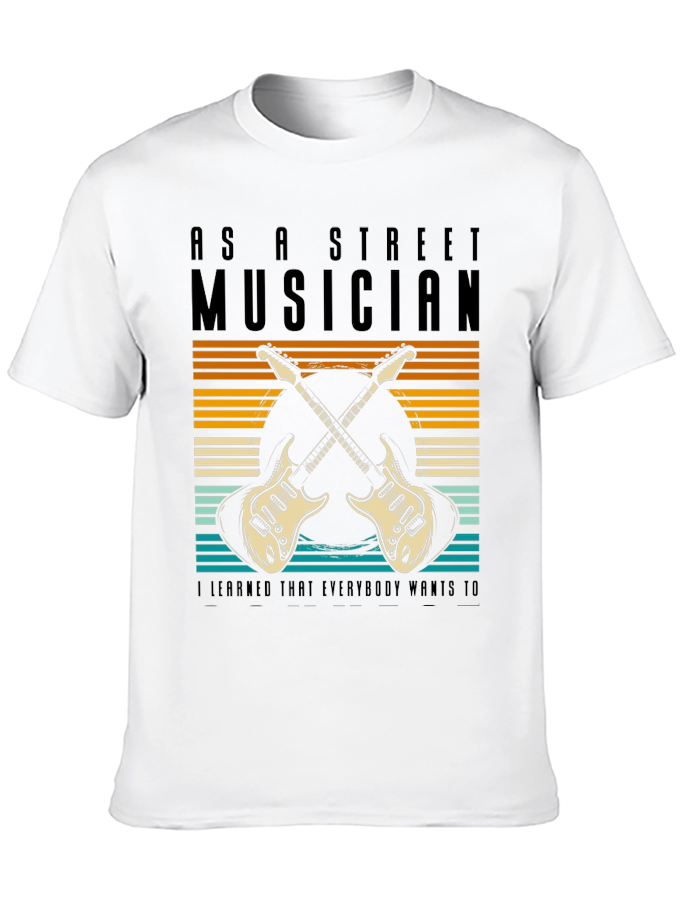 Black Street Musician Guitar T-Shirt view 10