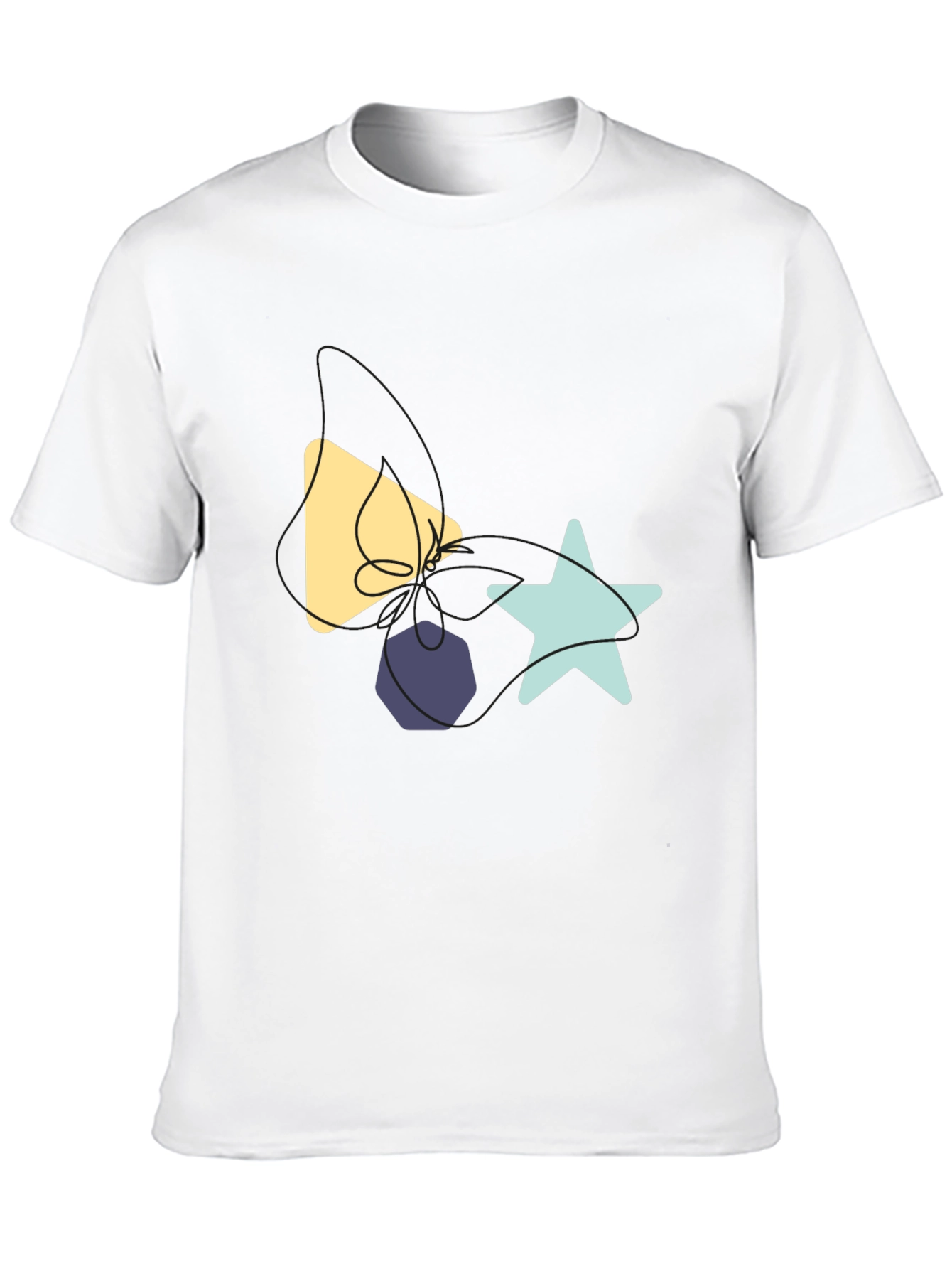 Black Abstract Shapes Graphic Tee - Black Cotton T-Shirt view 10