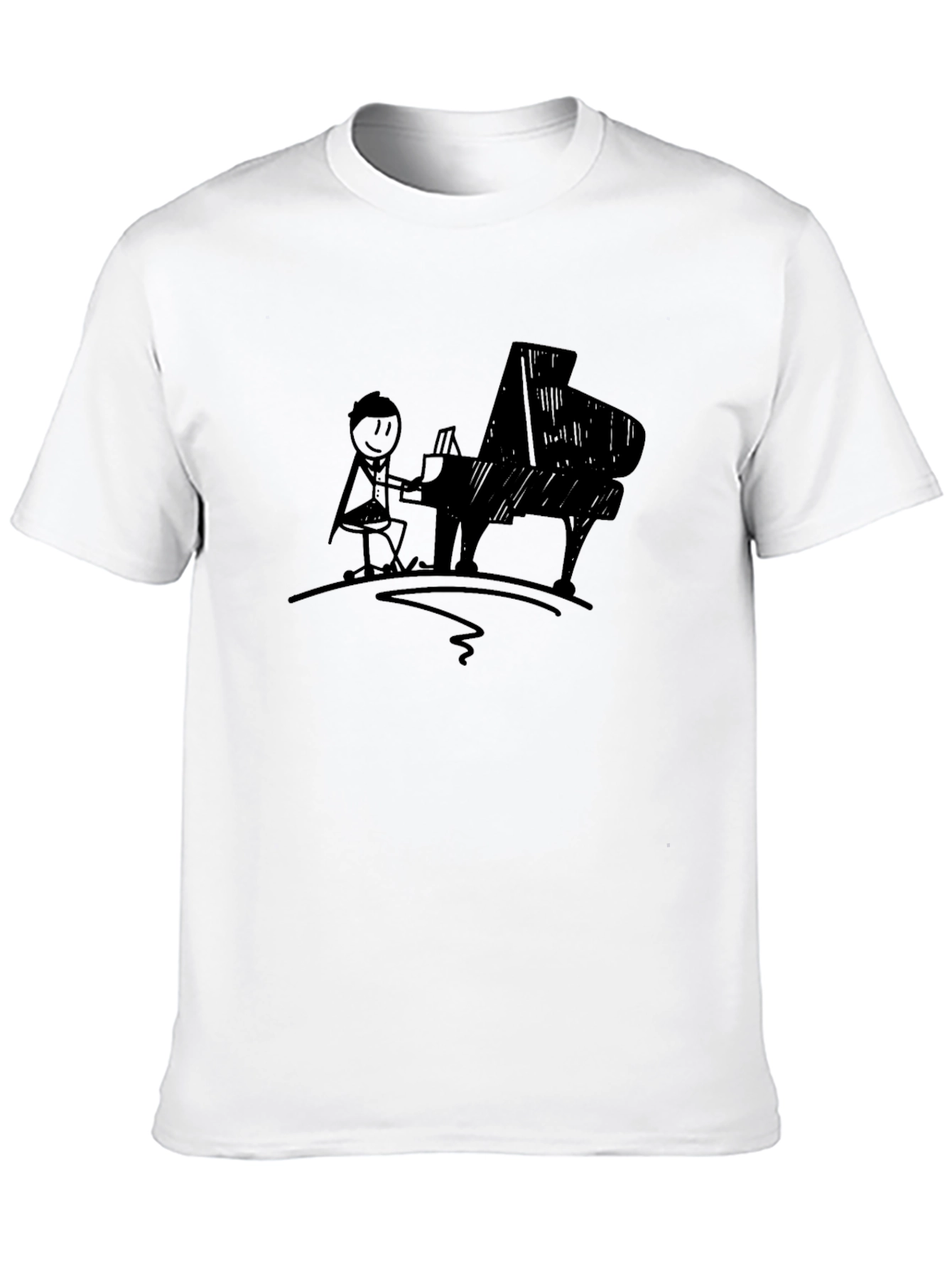 Black Piano Player Graphic Tee - Black Cotton T-Shirt view 10
