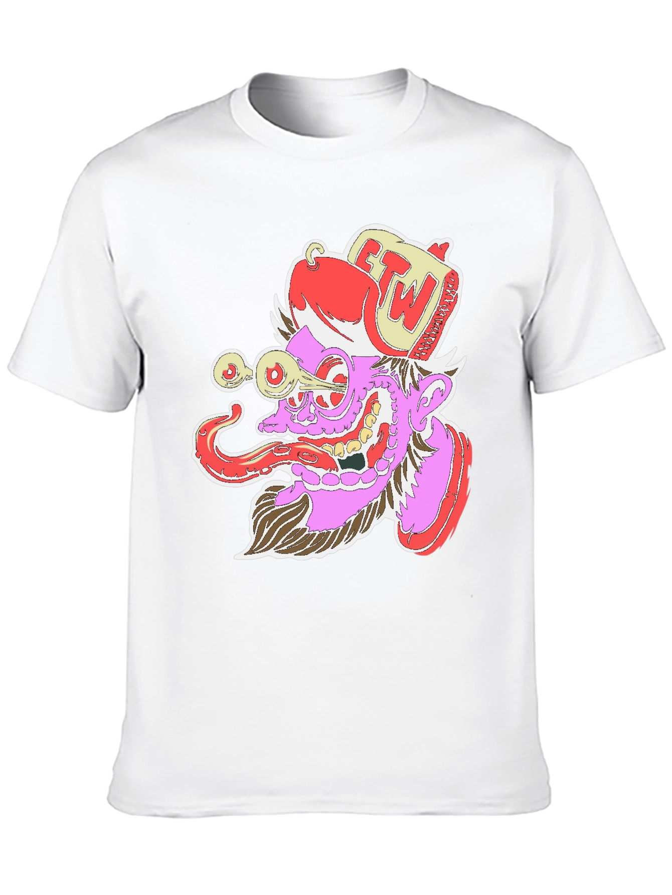 Black Grotesque Cartoon Graphic Print Black T-Shirt view 10