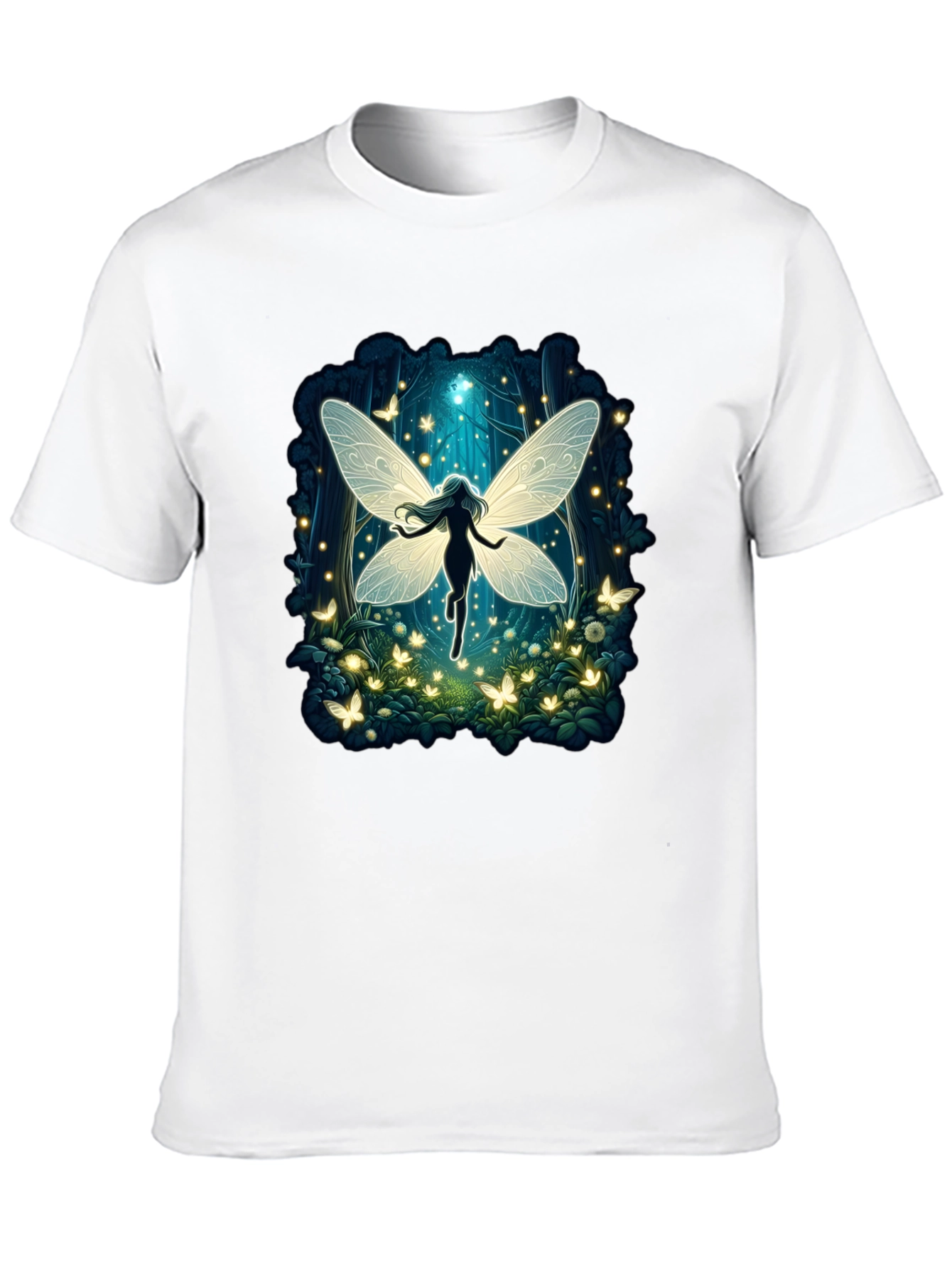 Black Fairy Tale Tee: Enchanted Forest Graphic T-Shirt view 10