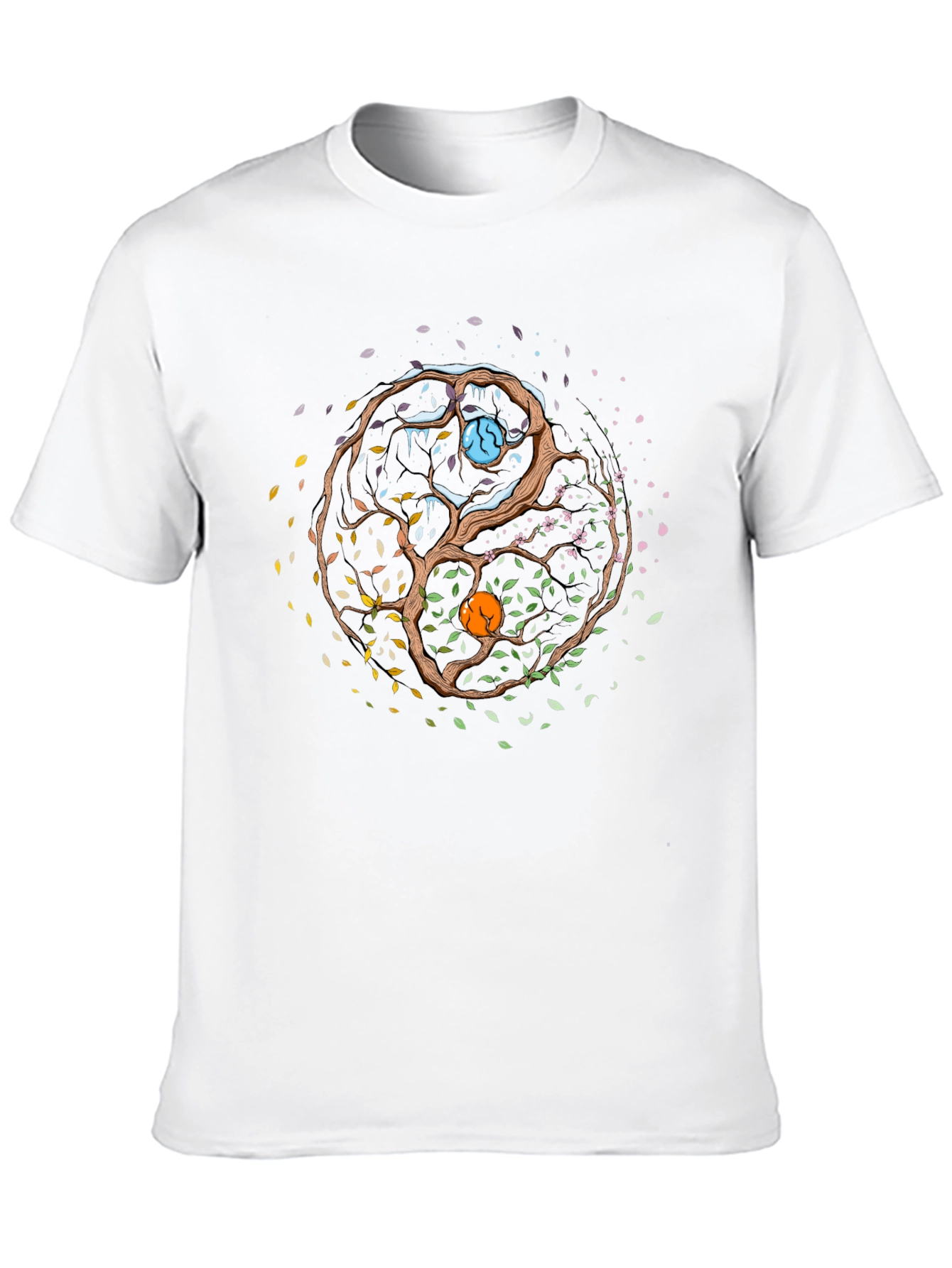 Black Yin Yang Seasons Tree Graphic Tee - Mens Black T-Shirt view 10