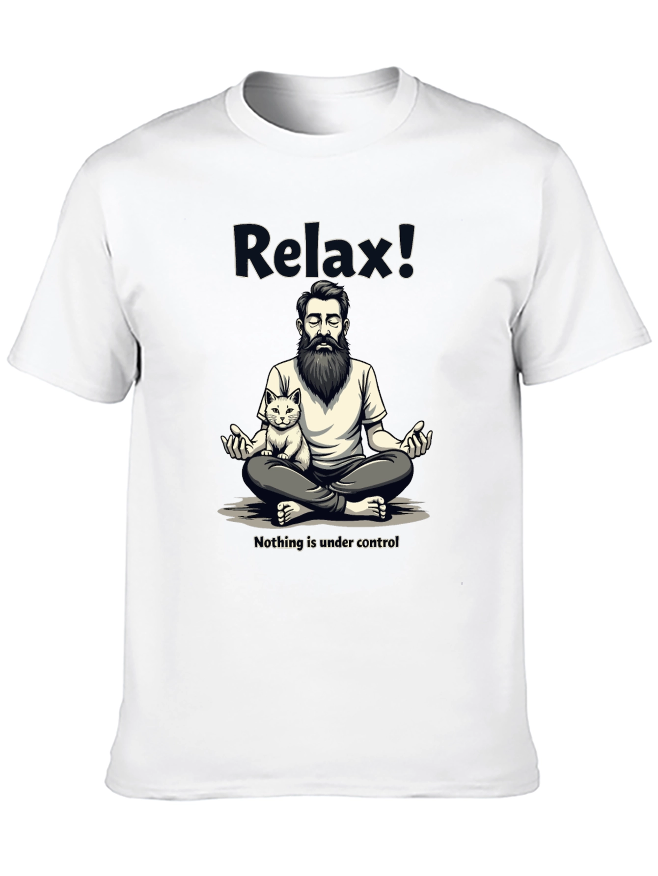 Black Relax! Meditation Cat Graphic Tee - Comfy Cotton view 10