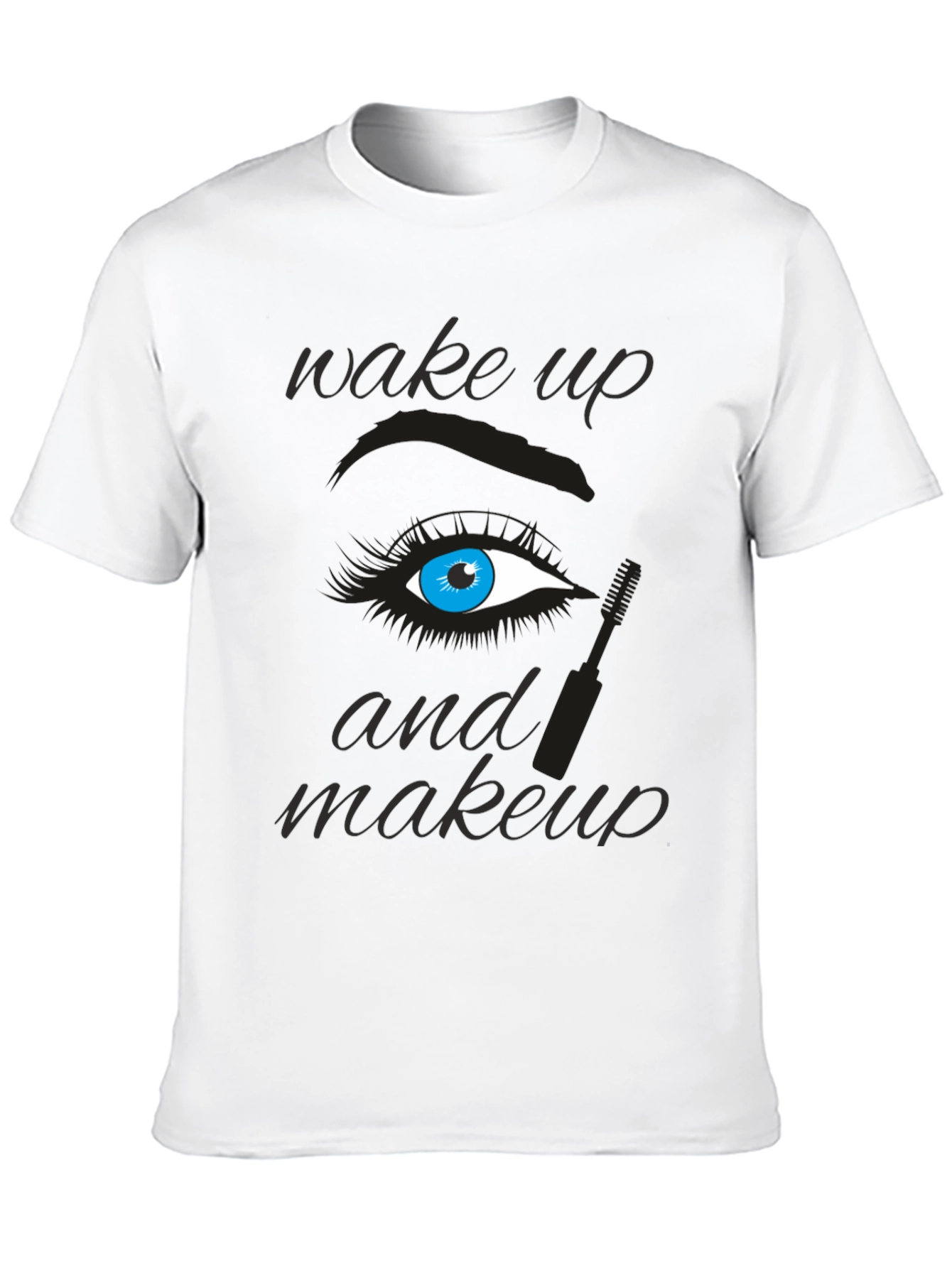 Black Wake Up and Makeup Graphic Tee view 10