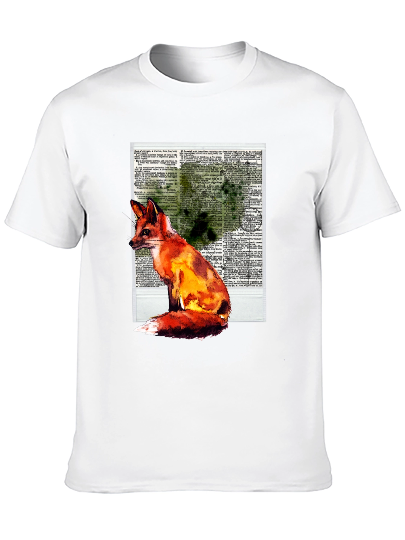 Black Fox Watercolor Graphic Print T-Shirt view 10