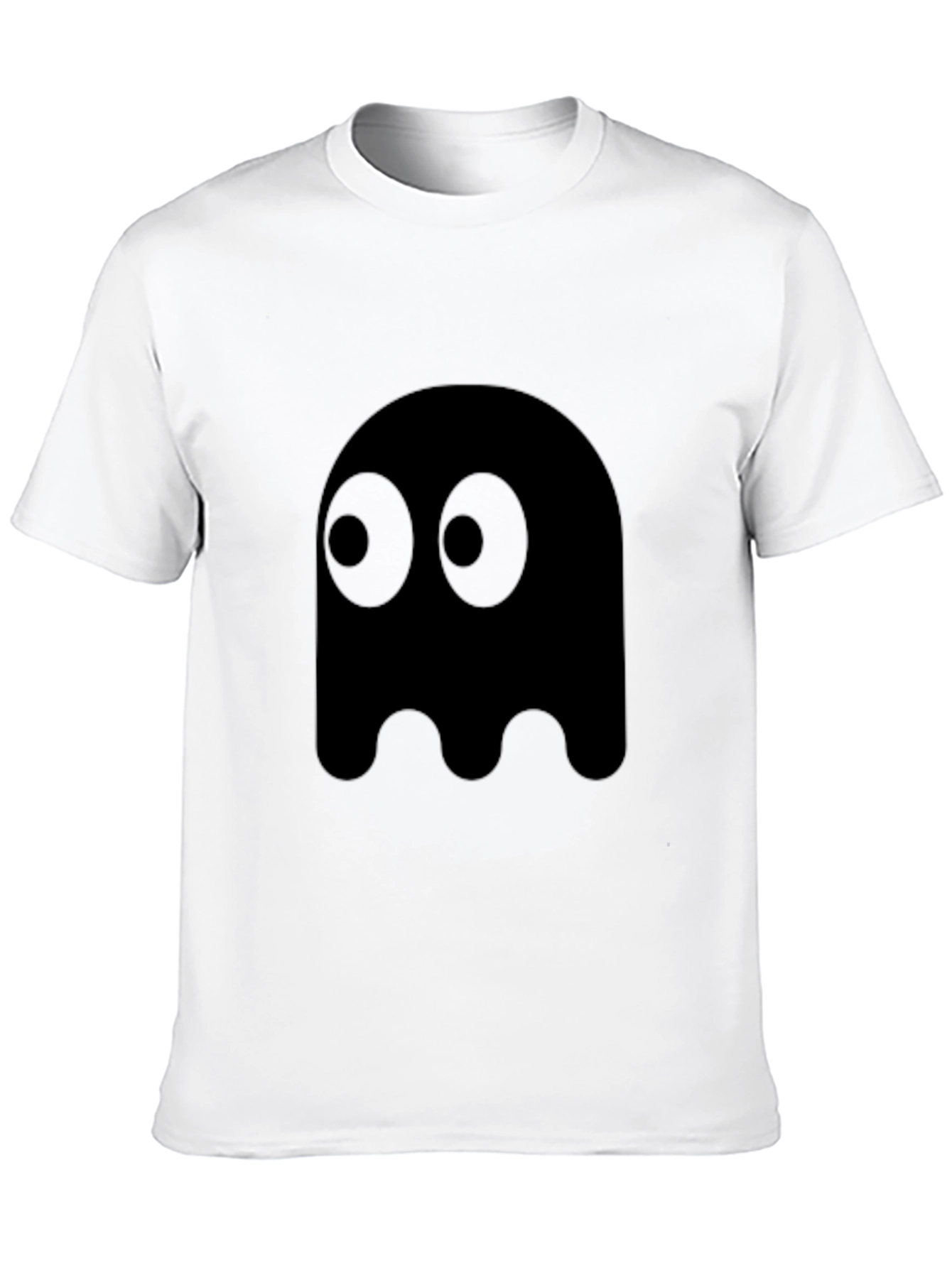 Black Pac-Man Ghost Graphic Tee - Black Cotton Blend view 10