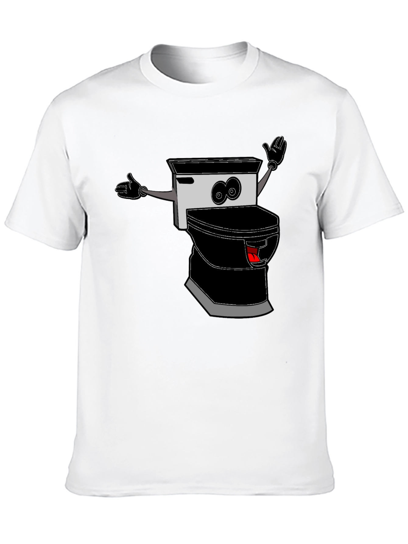 Black Funny Toilet Cartoon Graphic Tee view 10