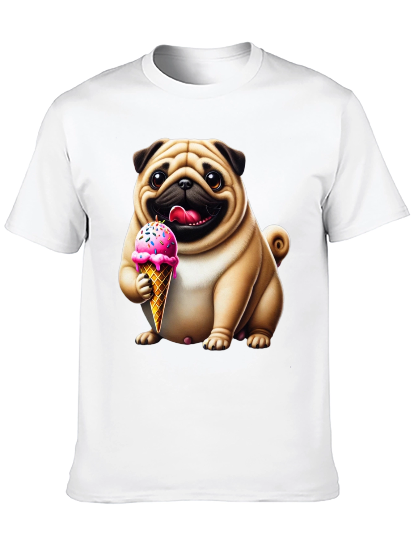 Black Pug Ice Cream T-Shirt - Adorable Dog Tee view 10