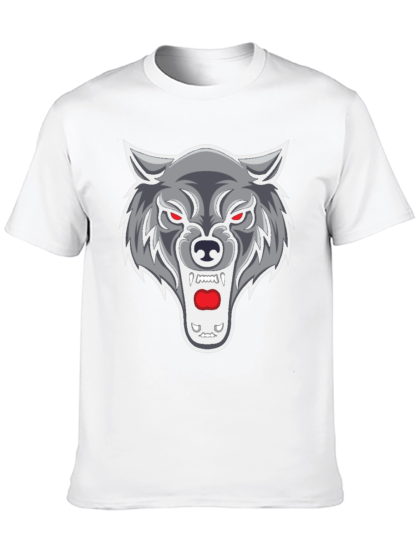 Black Men's Black T-Shirt with Wolf Graphic view 10