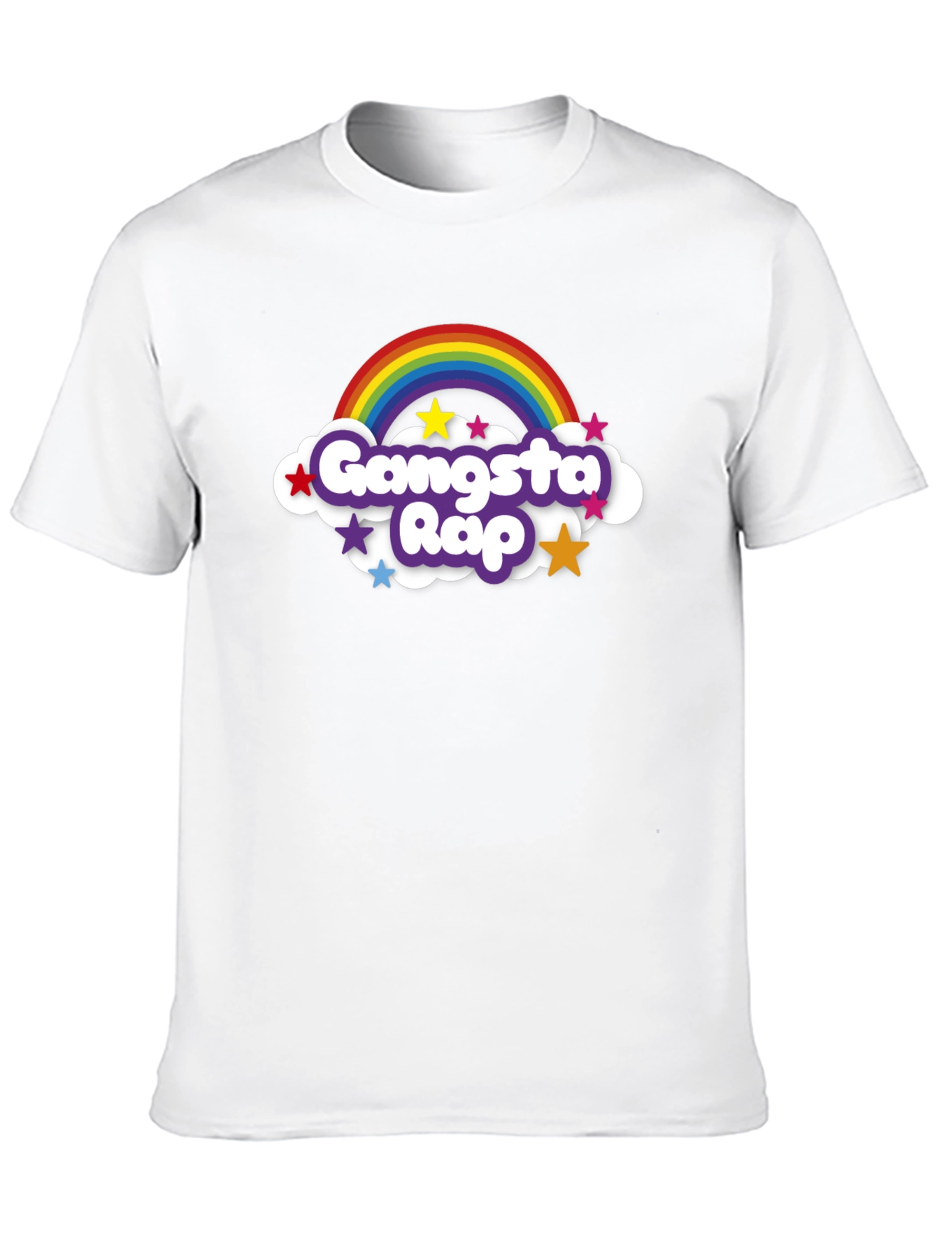 Black Gangsta Rap Rainbow Graphic T-Shirt - Black view 10