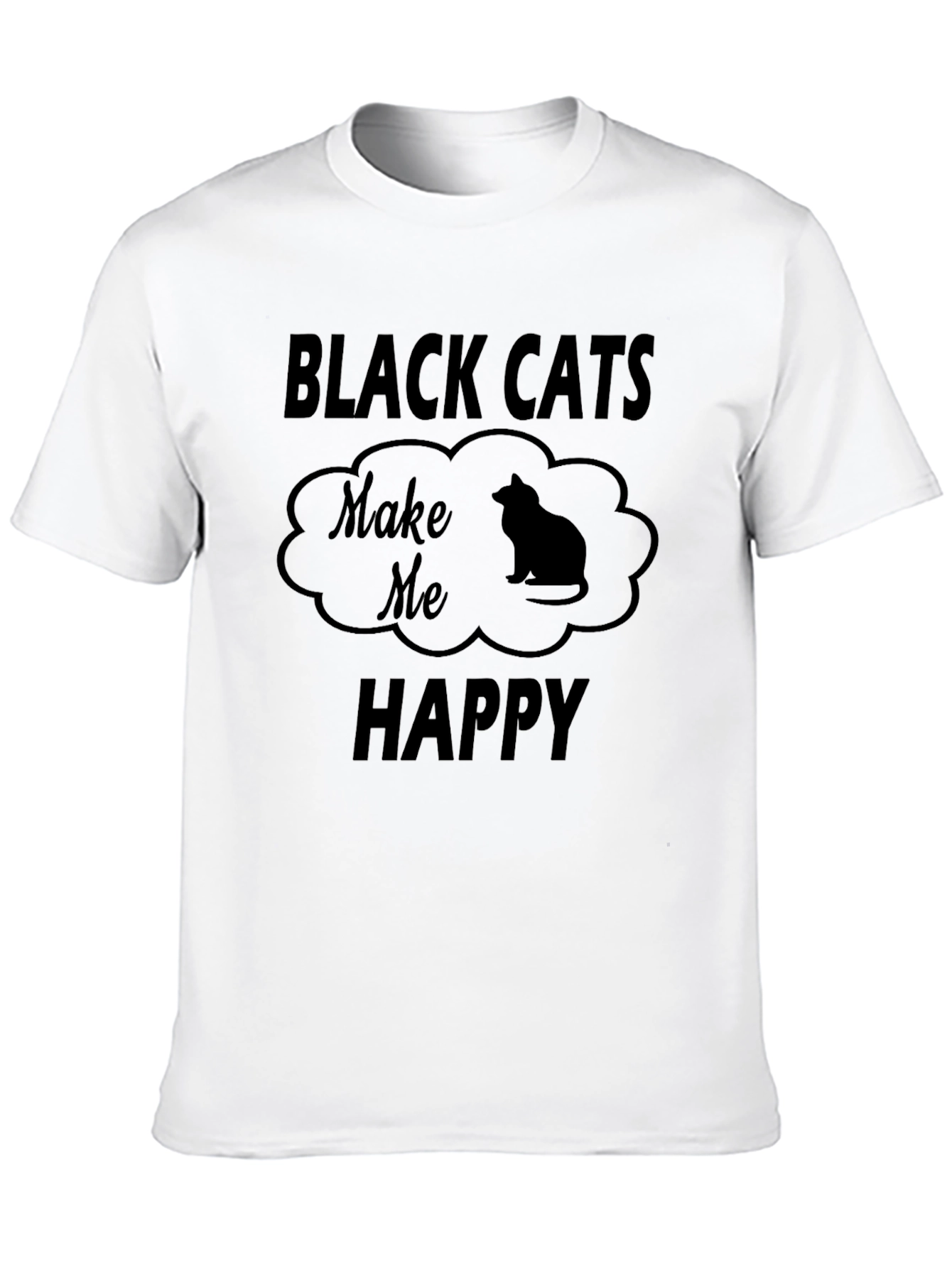Black Black Cats Make Me Happy Graphic Tee view 10