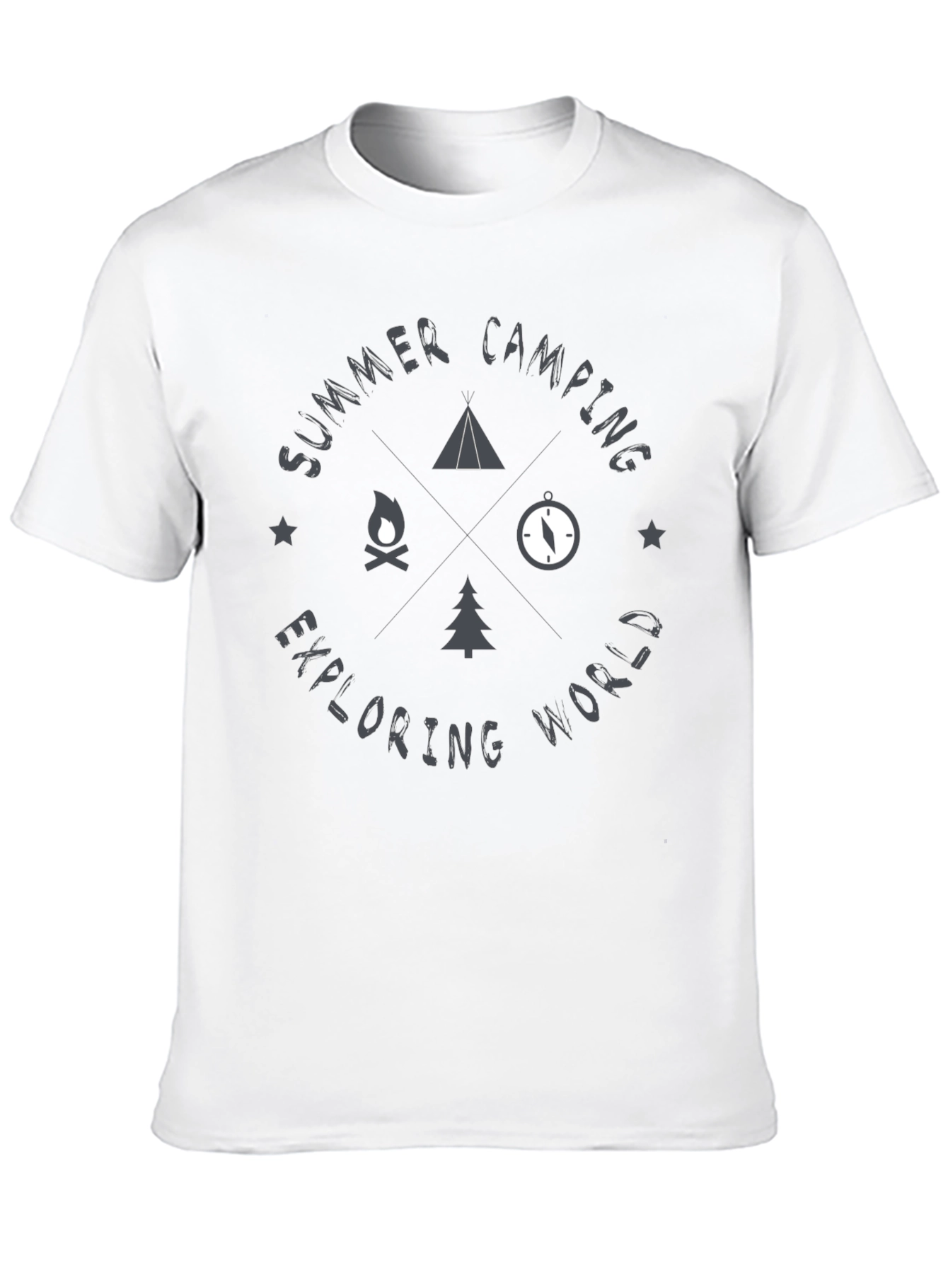 Black Summer Camping T-Shirt - Exploring World view 10